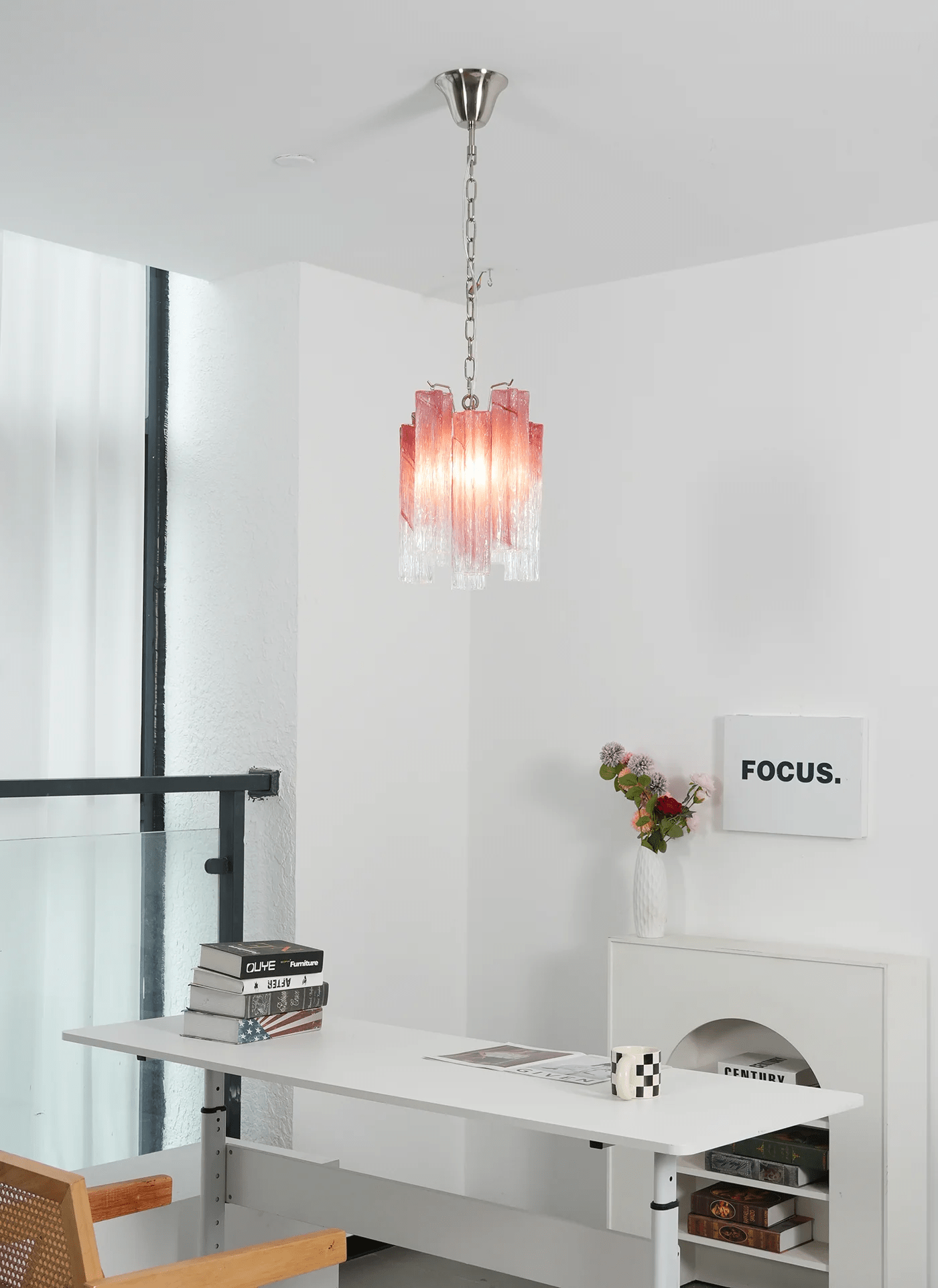 Aurora Chandelier Pink Gradient Murano Glass