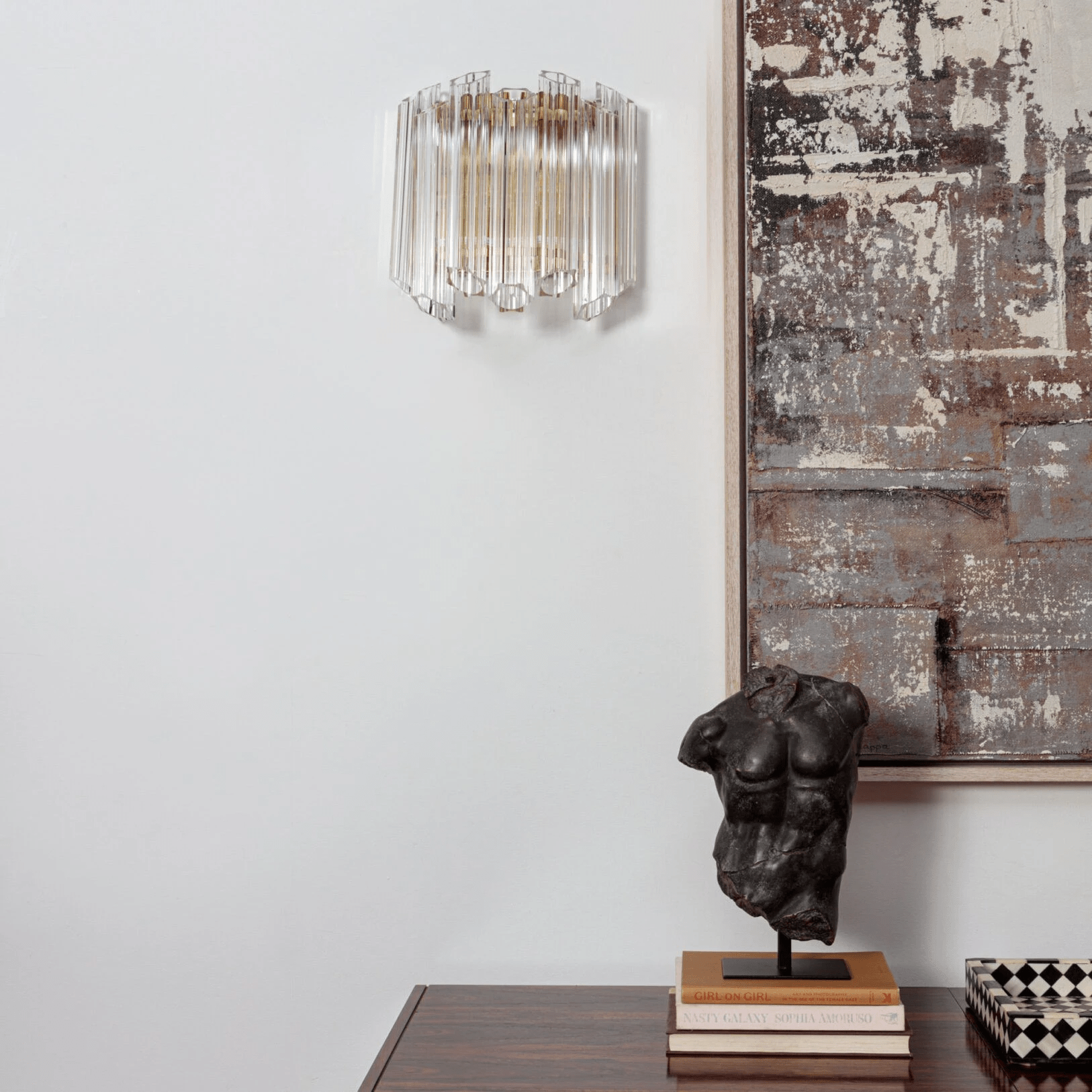 Aurora Wall Lamp Clear Murano Glass Tube Cascade