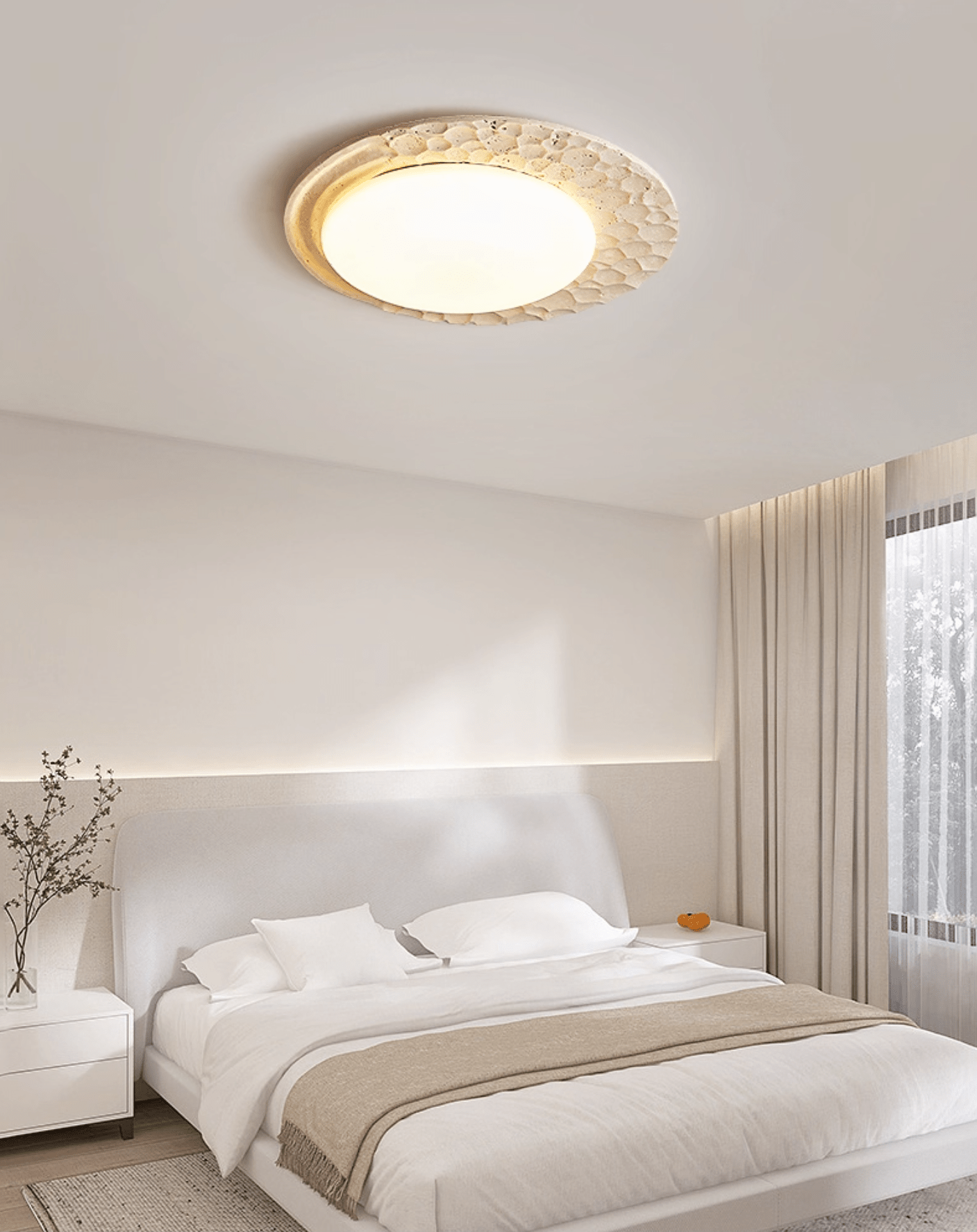 Ivsoris Textured Travertine Ceiling Light - Neutralighting