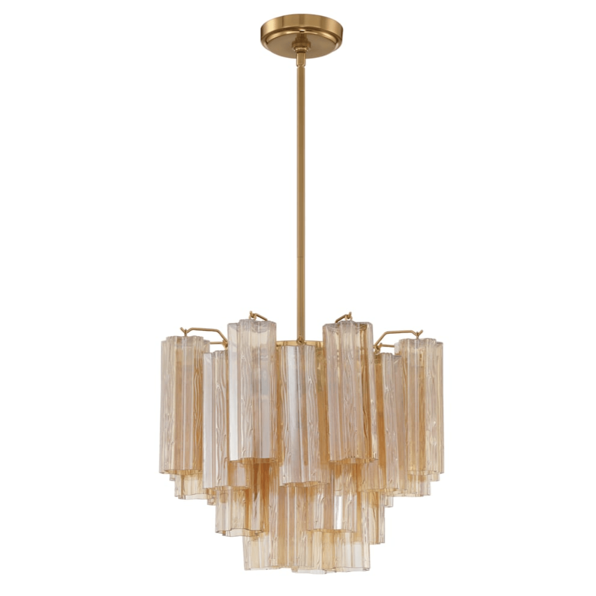 Aurora Murano Chandelier Glass Tube Layered Amber