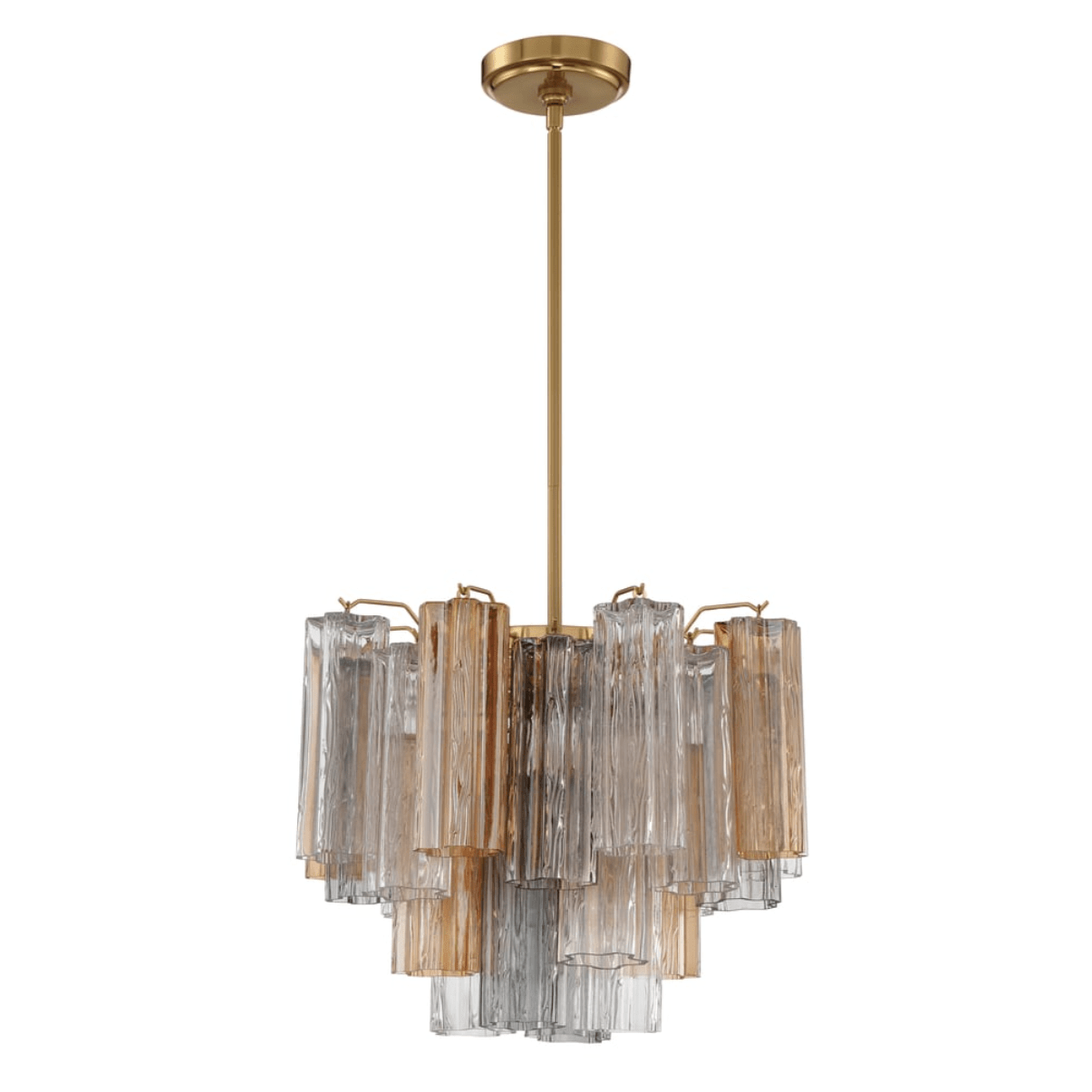 Aurora Murano Chandelier Glass Tube Layered Amber