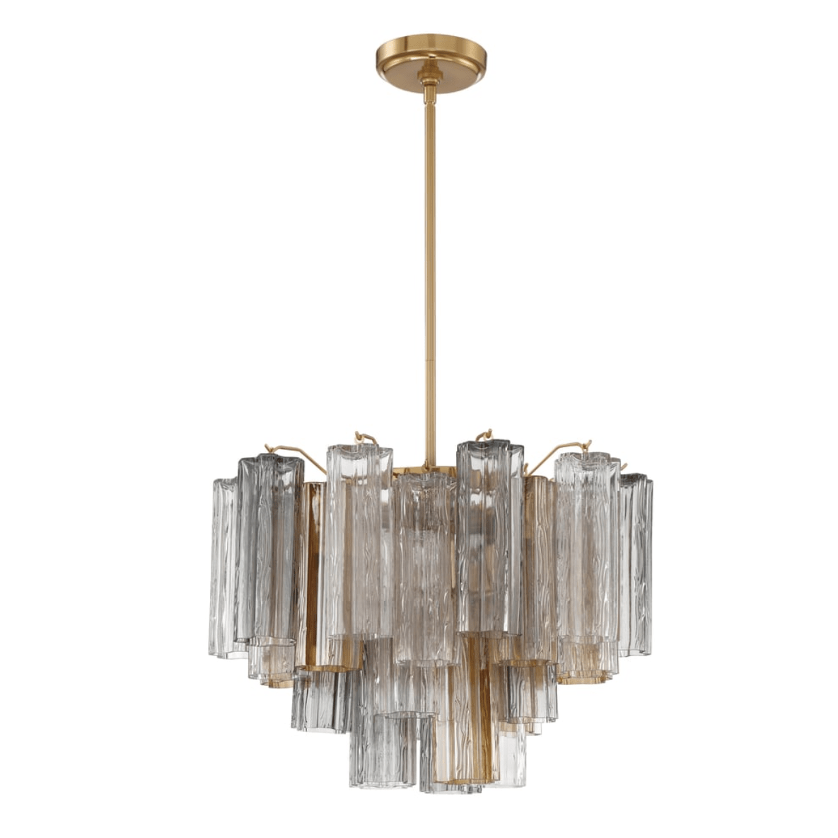 Aurora Murano Chandelier Glass Tube Layered Amber