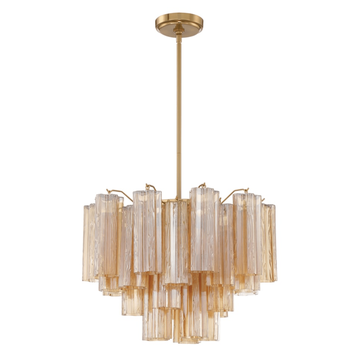 Aurora Murano Chandelier Glass Tube Layered Amber