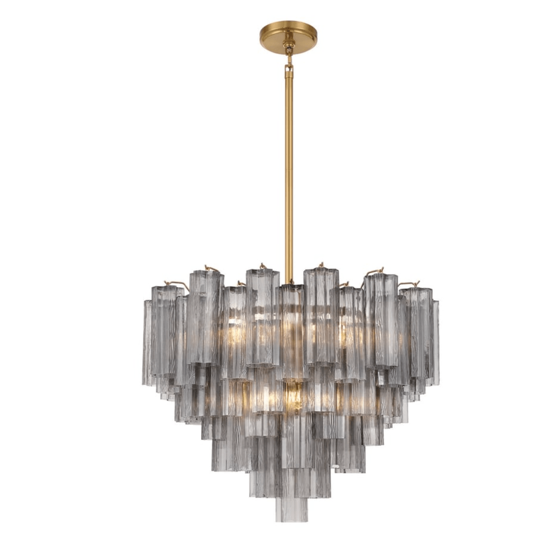 Aurora Murano Chandelier Glass Tube Layered Amber