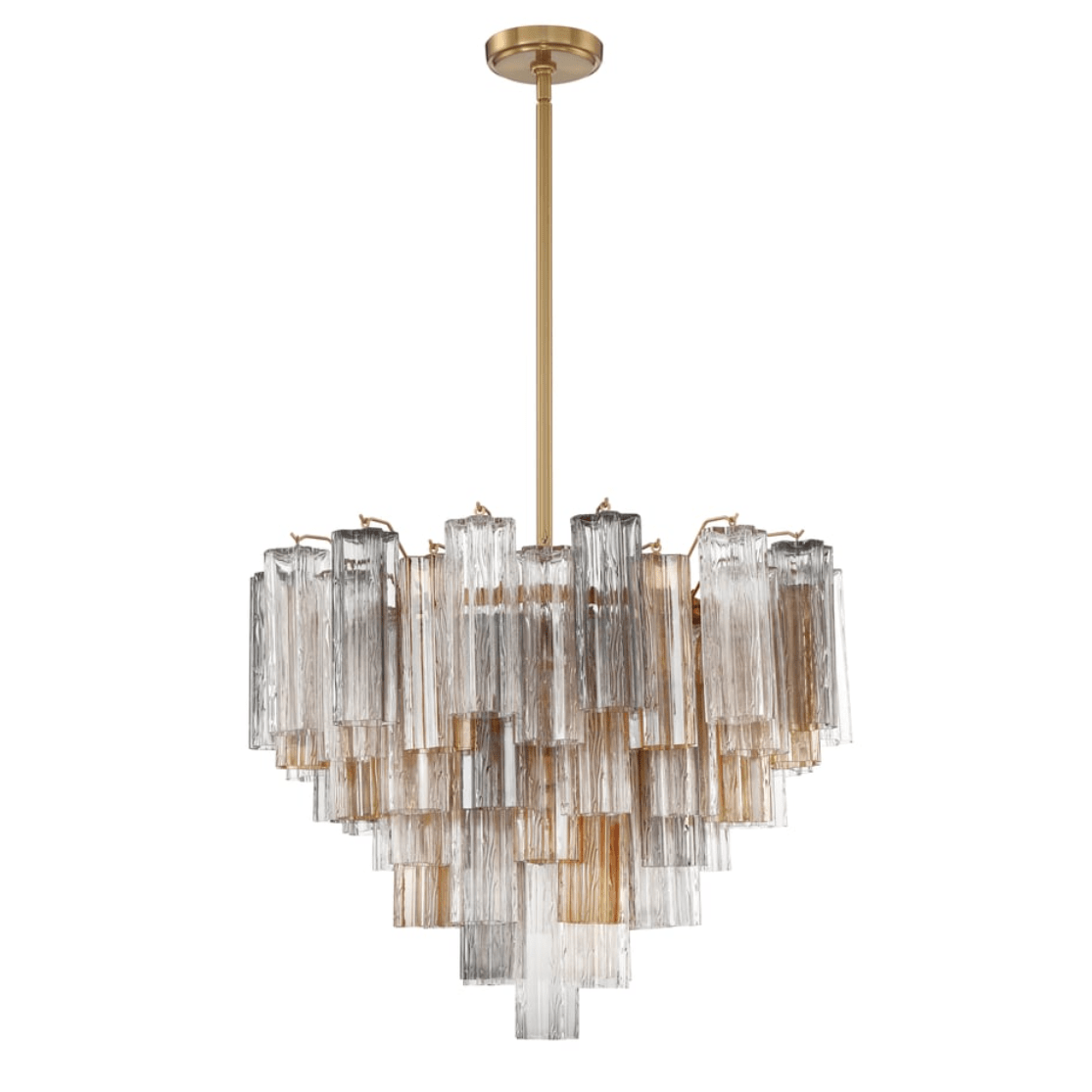 Aurora Murano Chandelier Glass Tube Layered Amber