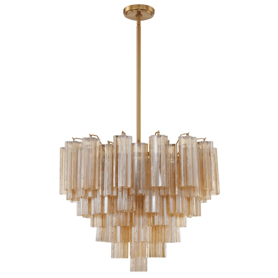 Aurora Murano Chandelier Glass Tube Layered Amber