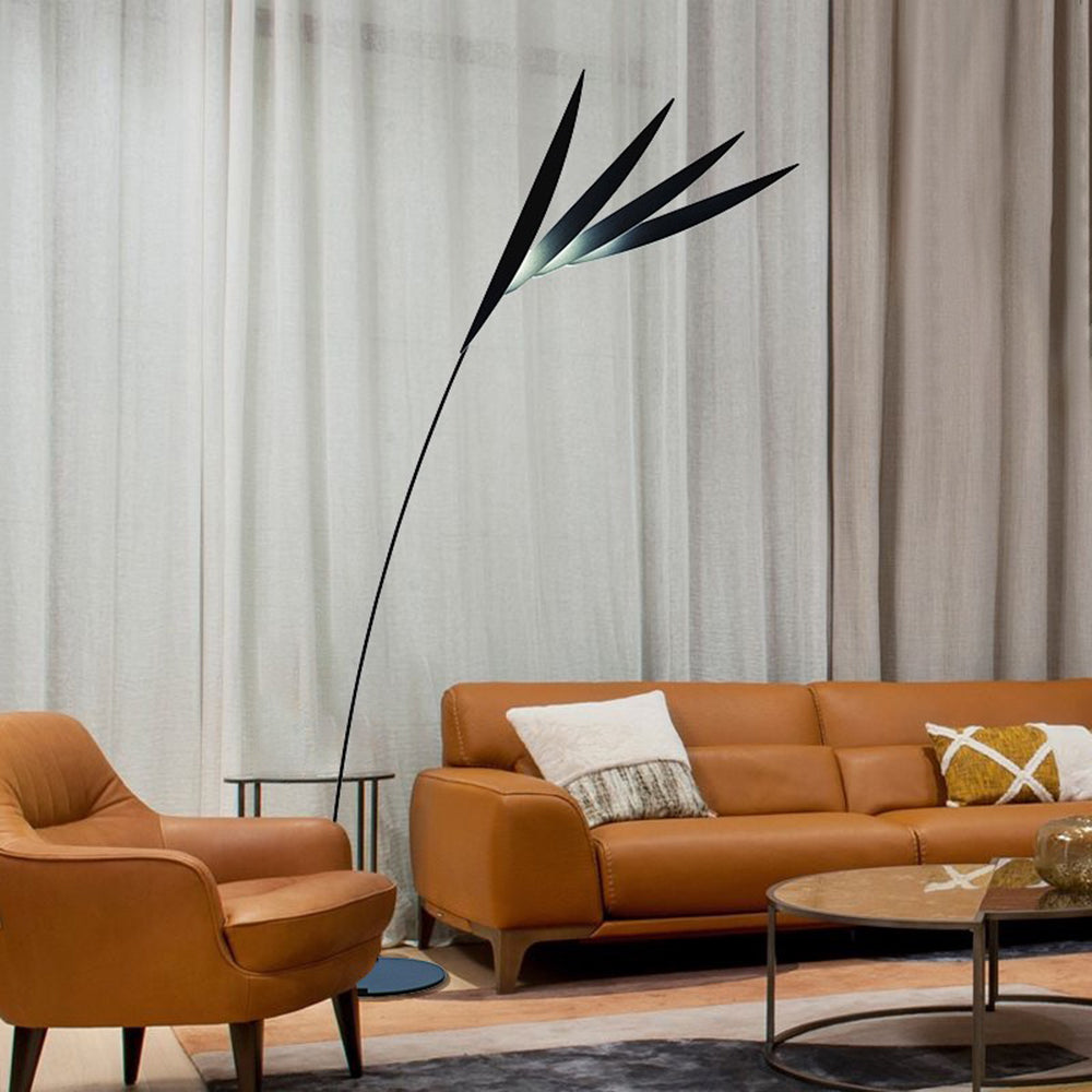 Salgado Leaf Metal/Acrylic Long Arm Floor Lamp, Living Room - Neutralighting