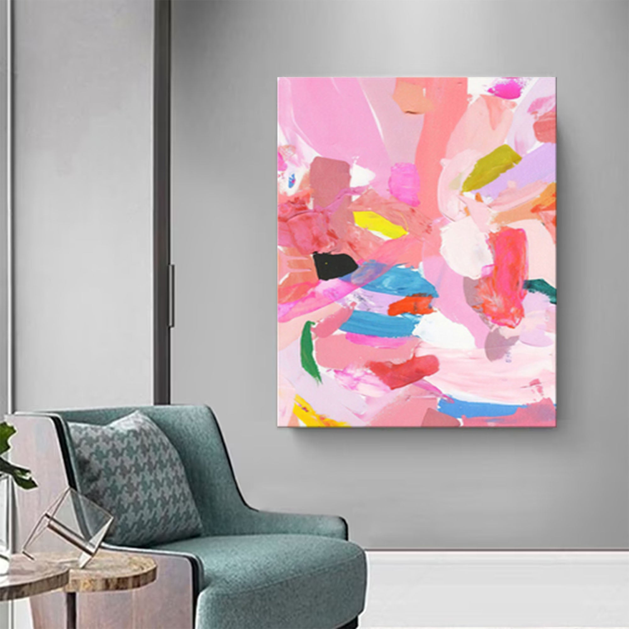 Colorful Pink Abstract Canvas Wall Art