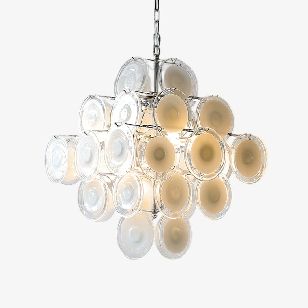 Aurora Chandelier White Murano Glass Discs Cluster