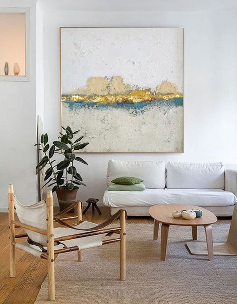 Golden Horizon Abstract Canvas Wall Art
