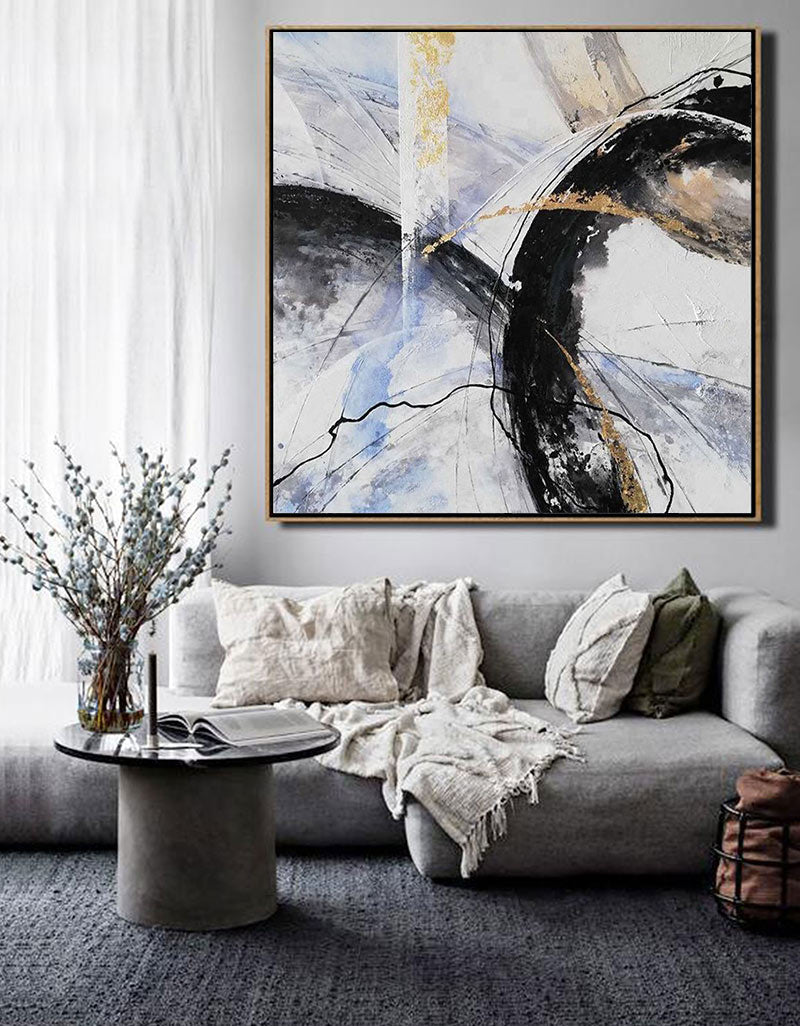 Black White Gold Abstract Art