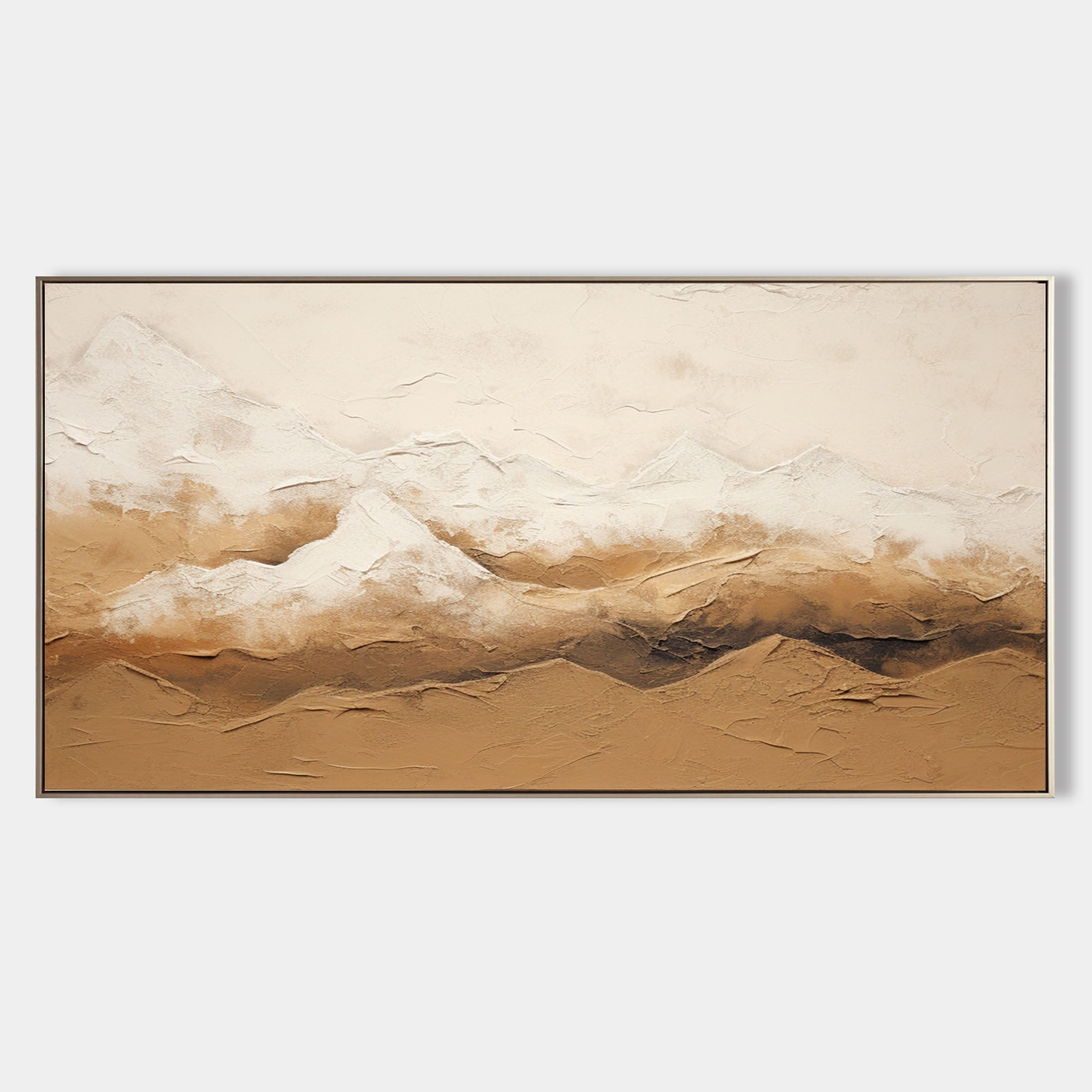Wall Art Beige Mountain Plaster Landscape Canvas
