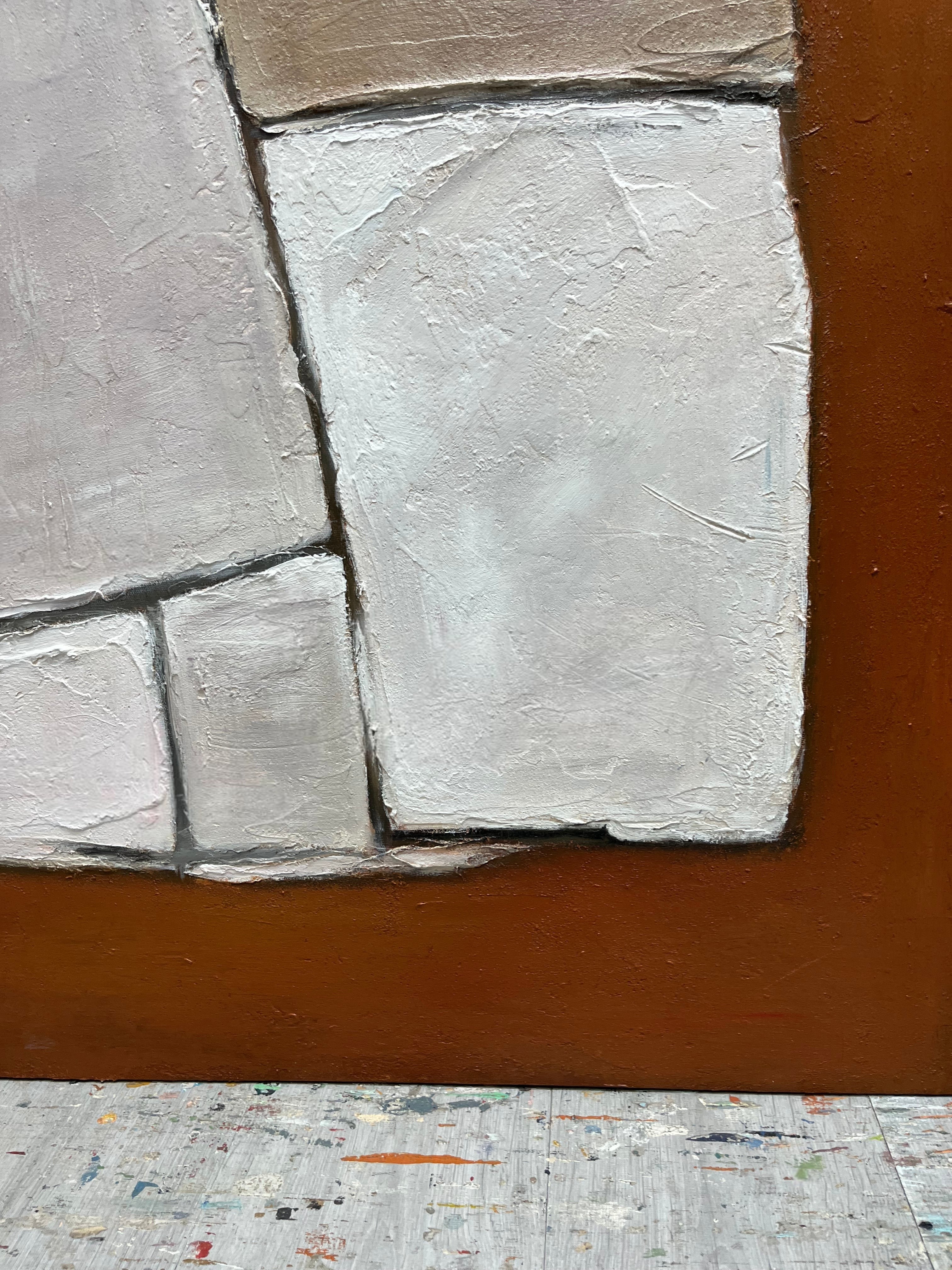 Wall Art Minimalist Geometric Block Brown