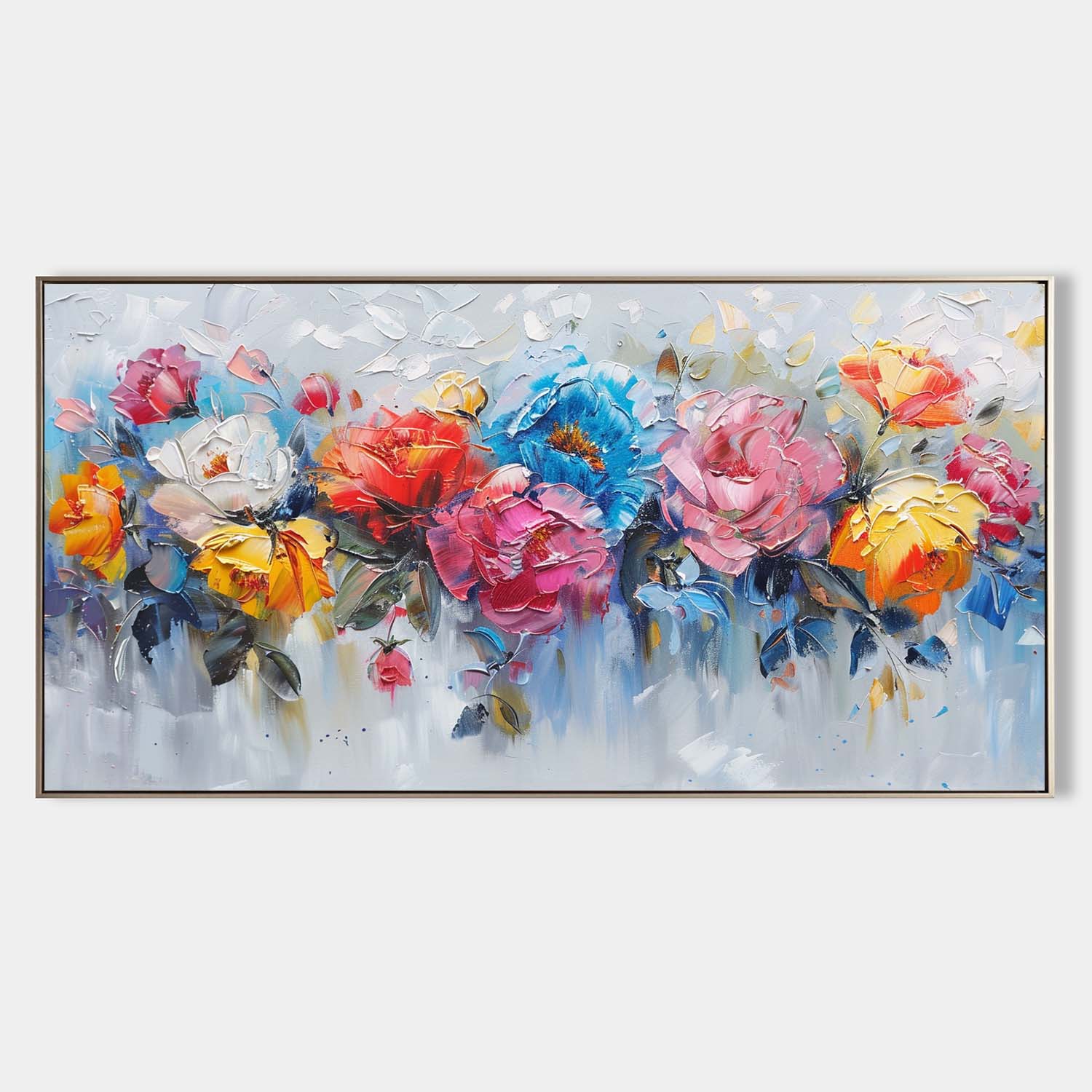 Colorful Rose Palette Knife Oil Painting