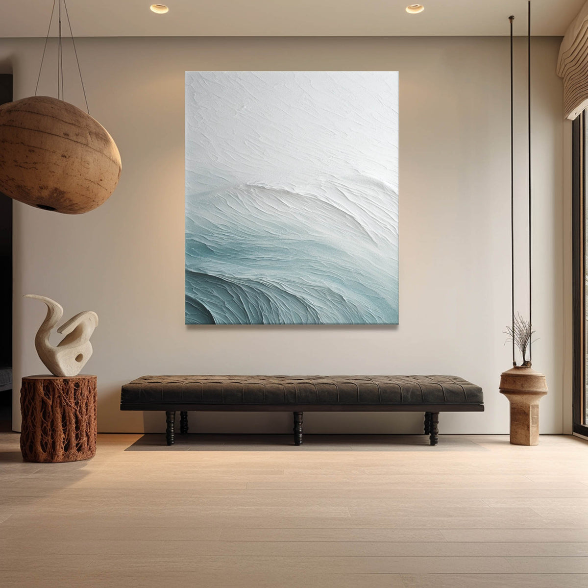 3D Textured Ocean Waves Coastal Wall Art