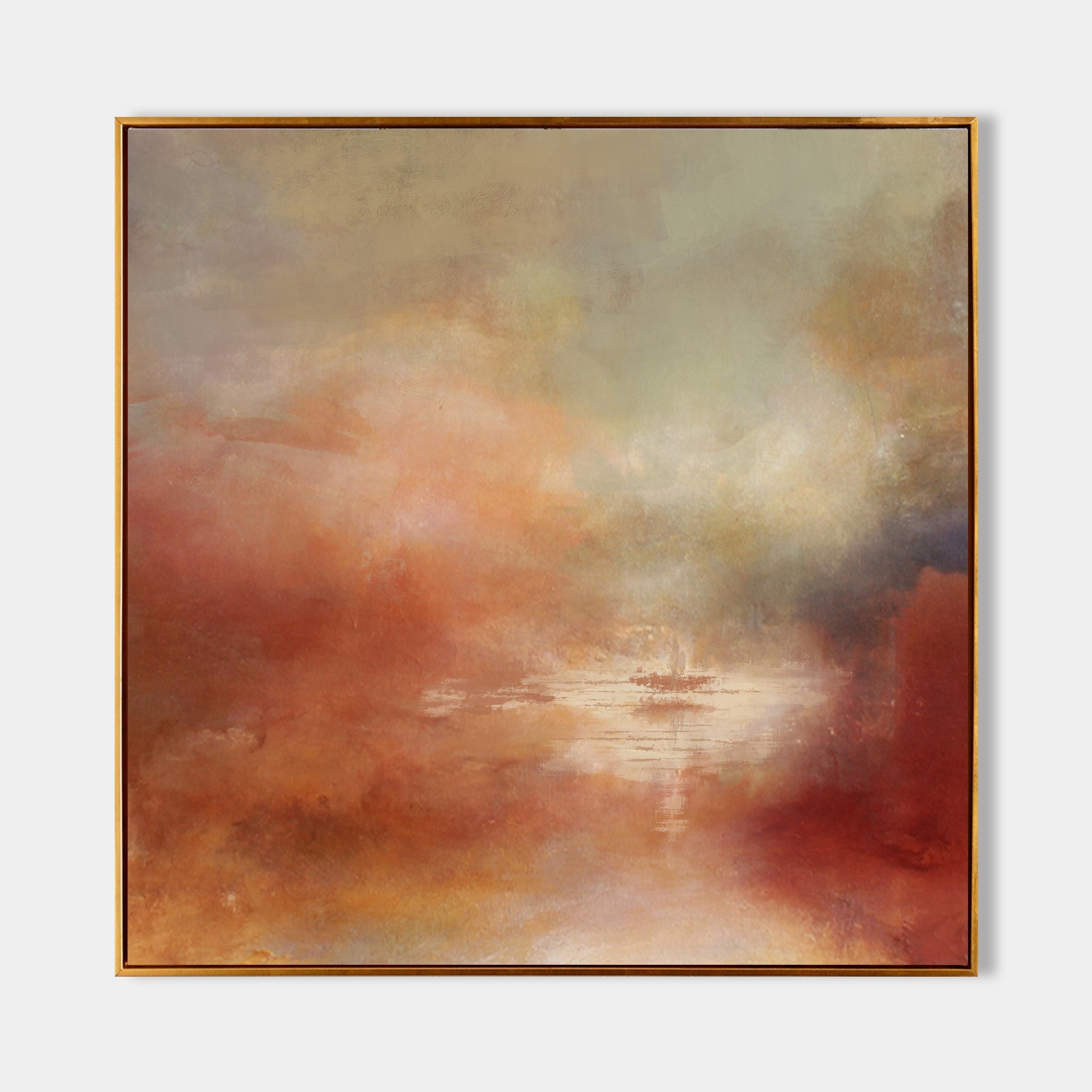 Landscape Red Gold Sunset Abstract Painting