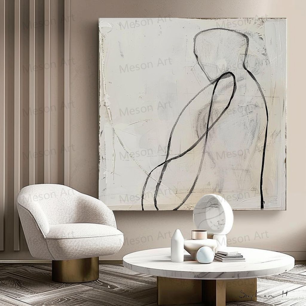 Minimalist Embrace Line Art Painting
