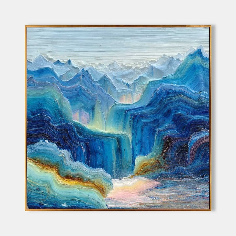 Wall Art Impressionist Blue Waterfall Mountain