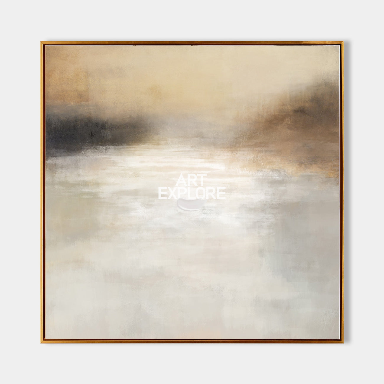 Misty Neutral Horizon Abstract Landscape Wall Art