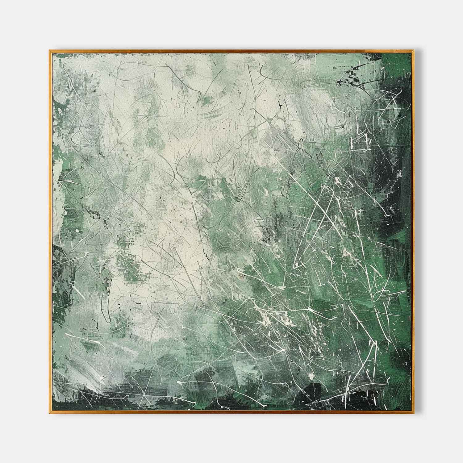 Wall Art Gradient Green White Scratch Line Subtle