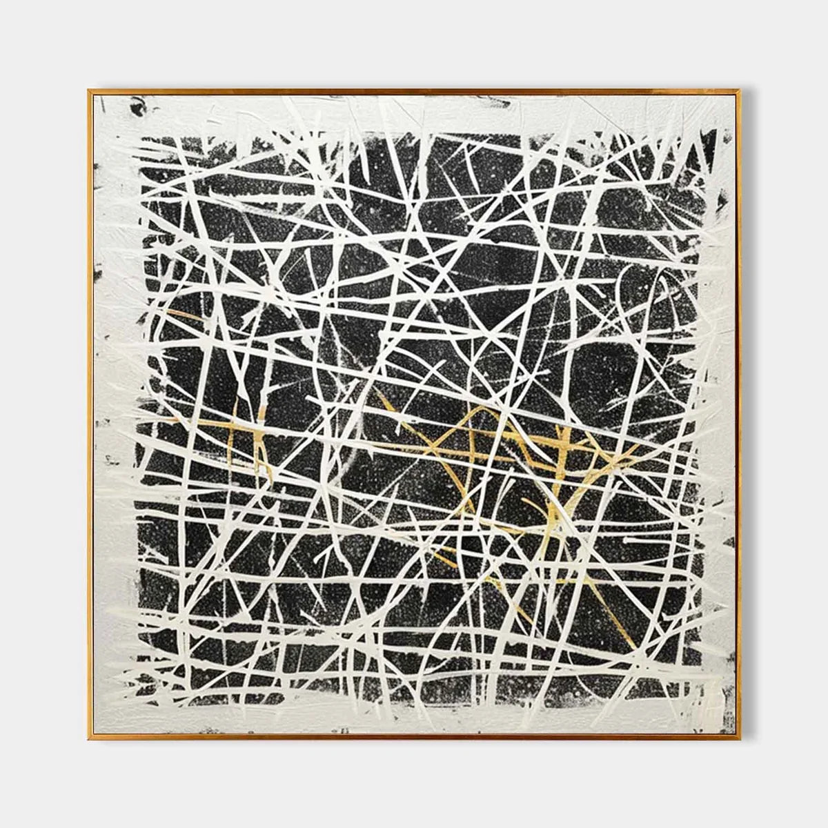Black White Oil Painting Web-Line Textures Sleek