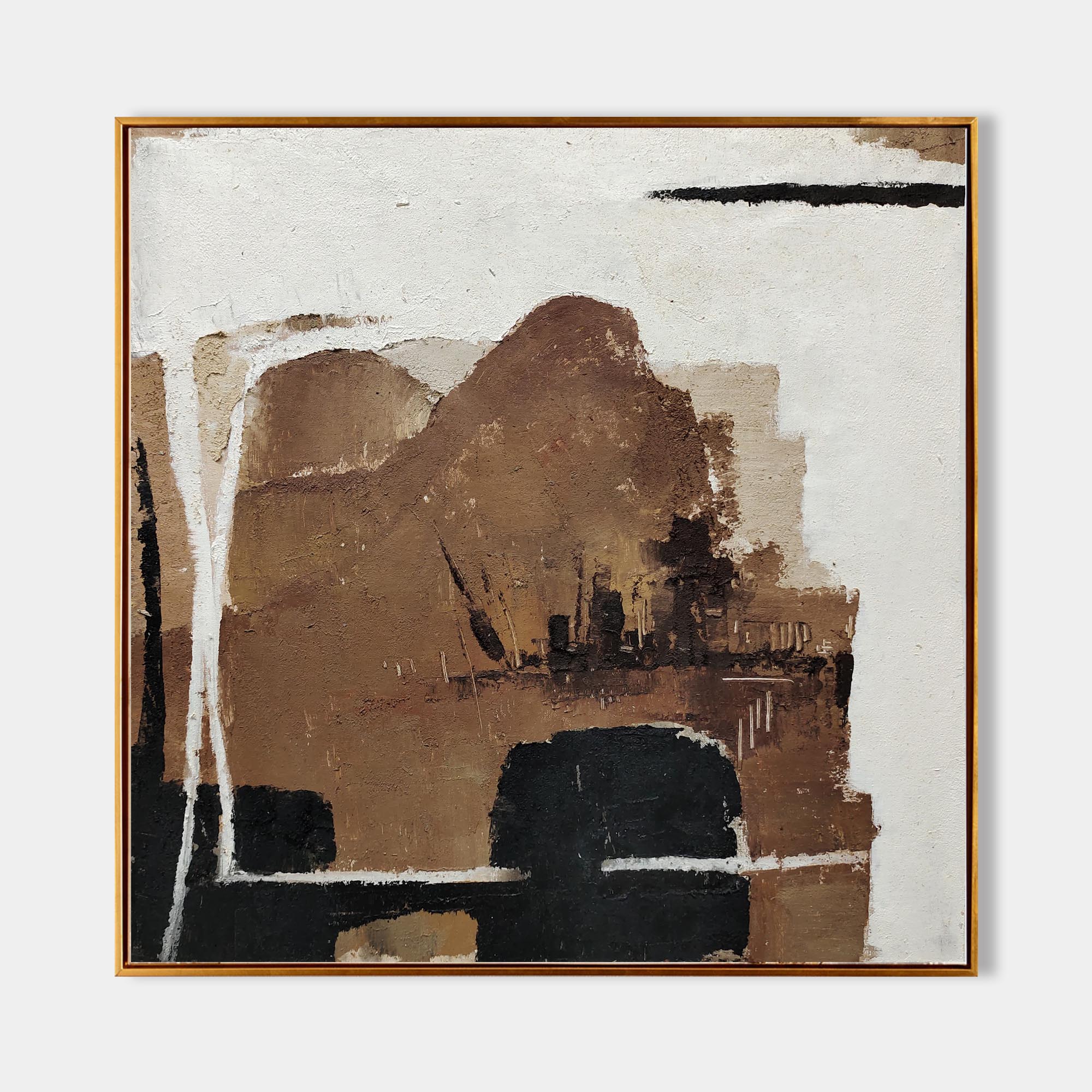 Black And Brown Minimalist Painting ABAS55 - Neutralighting