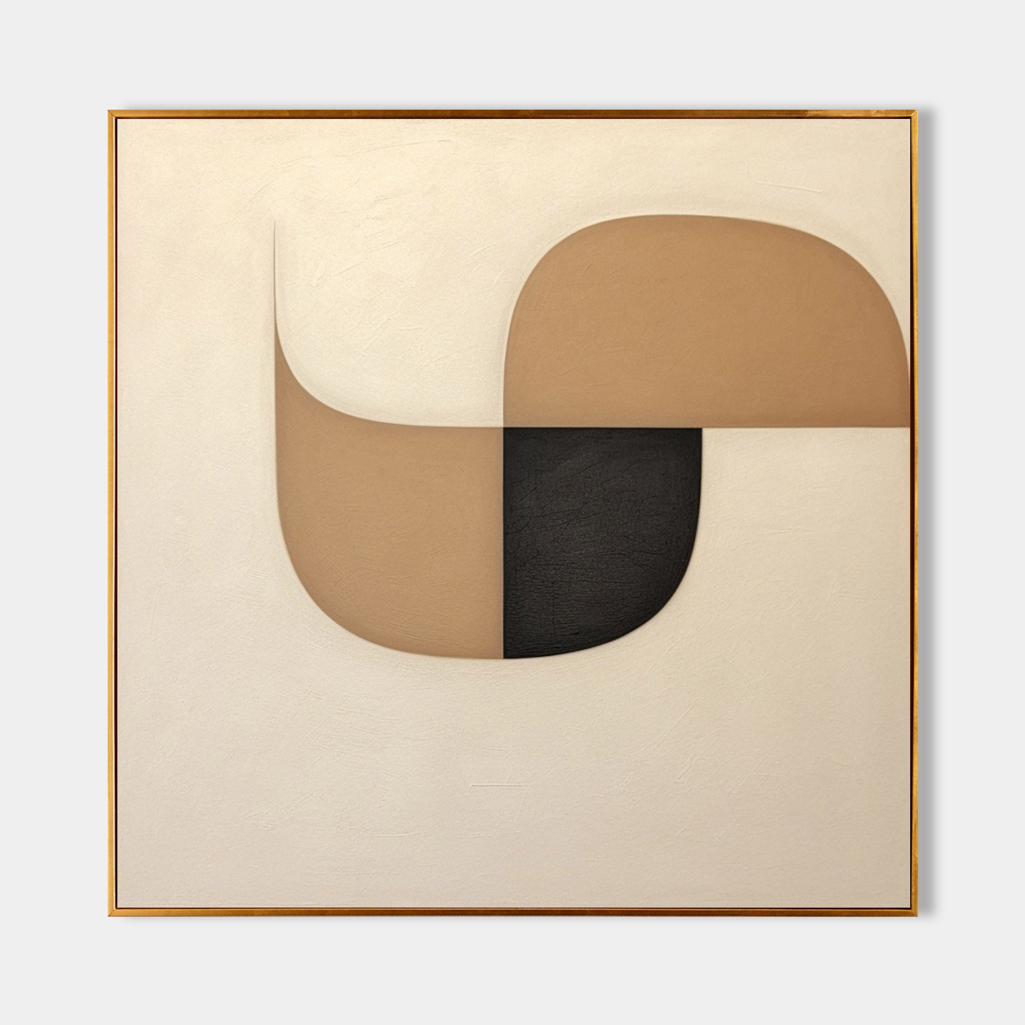 Wall Art Beige Black Abstract Shape Plaster