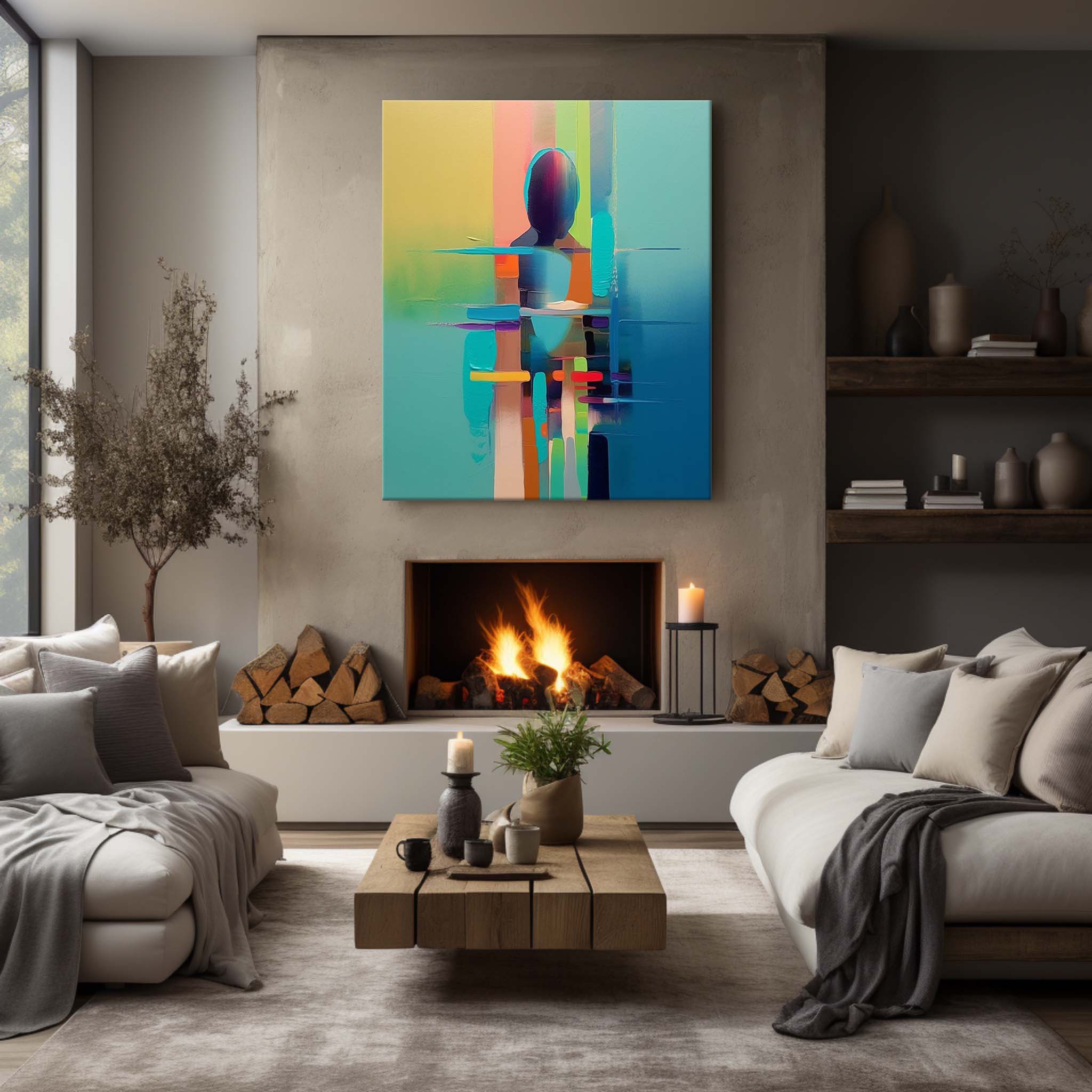 Wall Art Abstract Nature Palette Serenity Linen