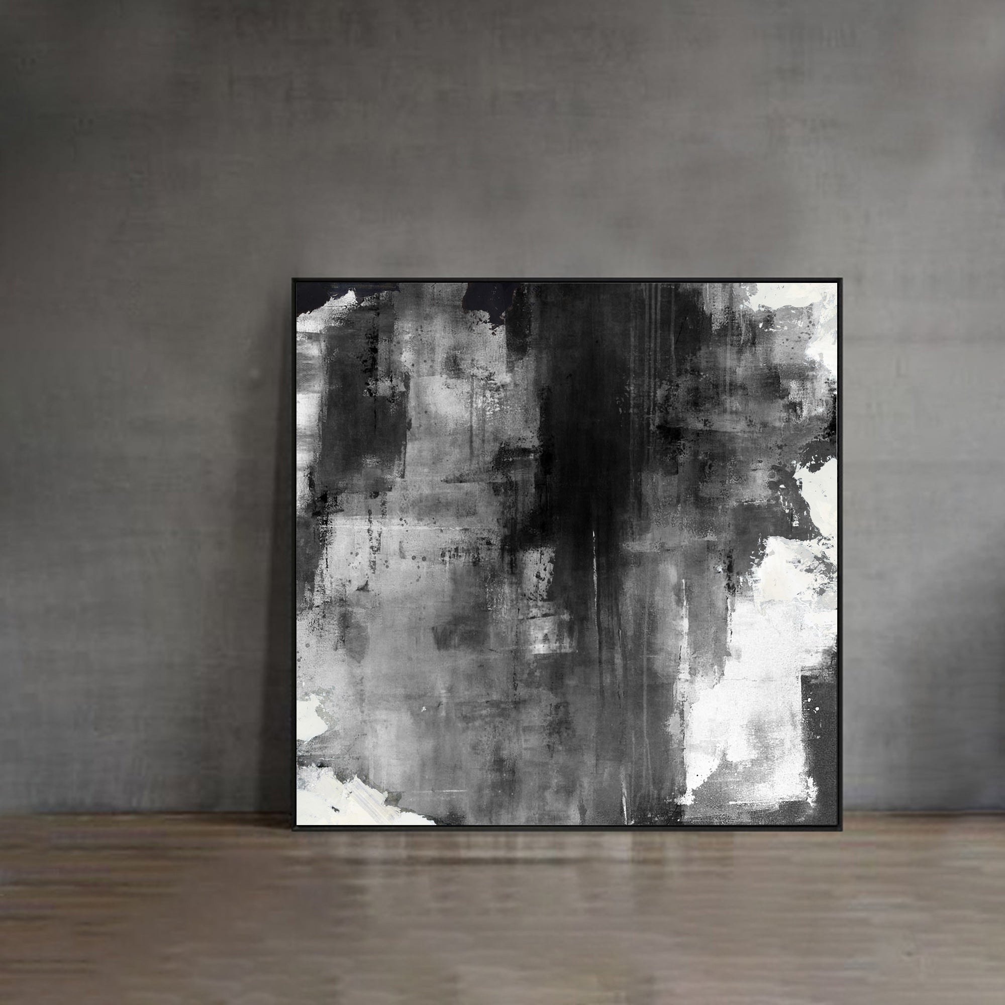 Large Black Grey White Abstract Painting
