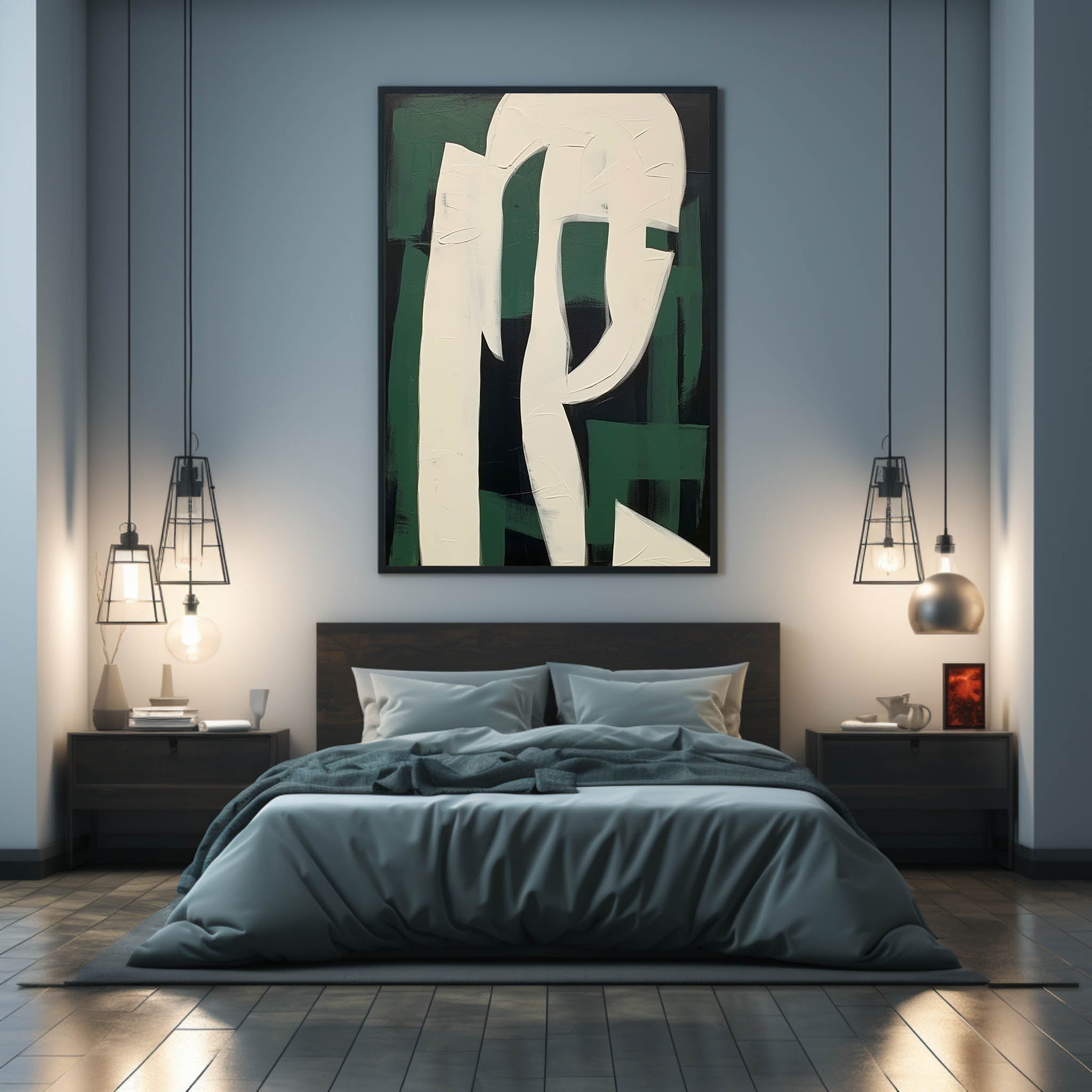 Wall Art Forest Green Layered Contemporary Graphic