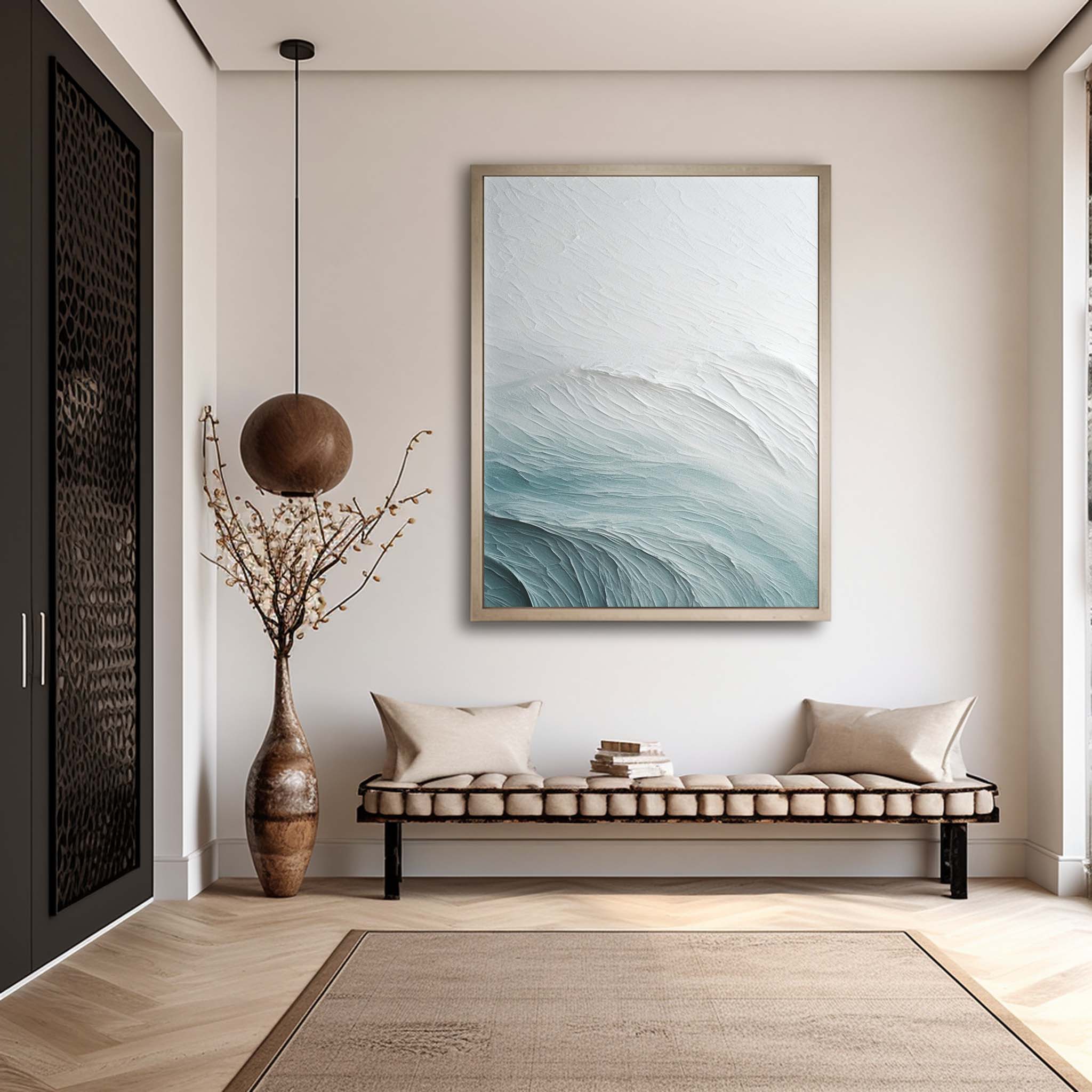 3D Textured Ocean Waves Coastal Wall Art