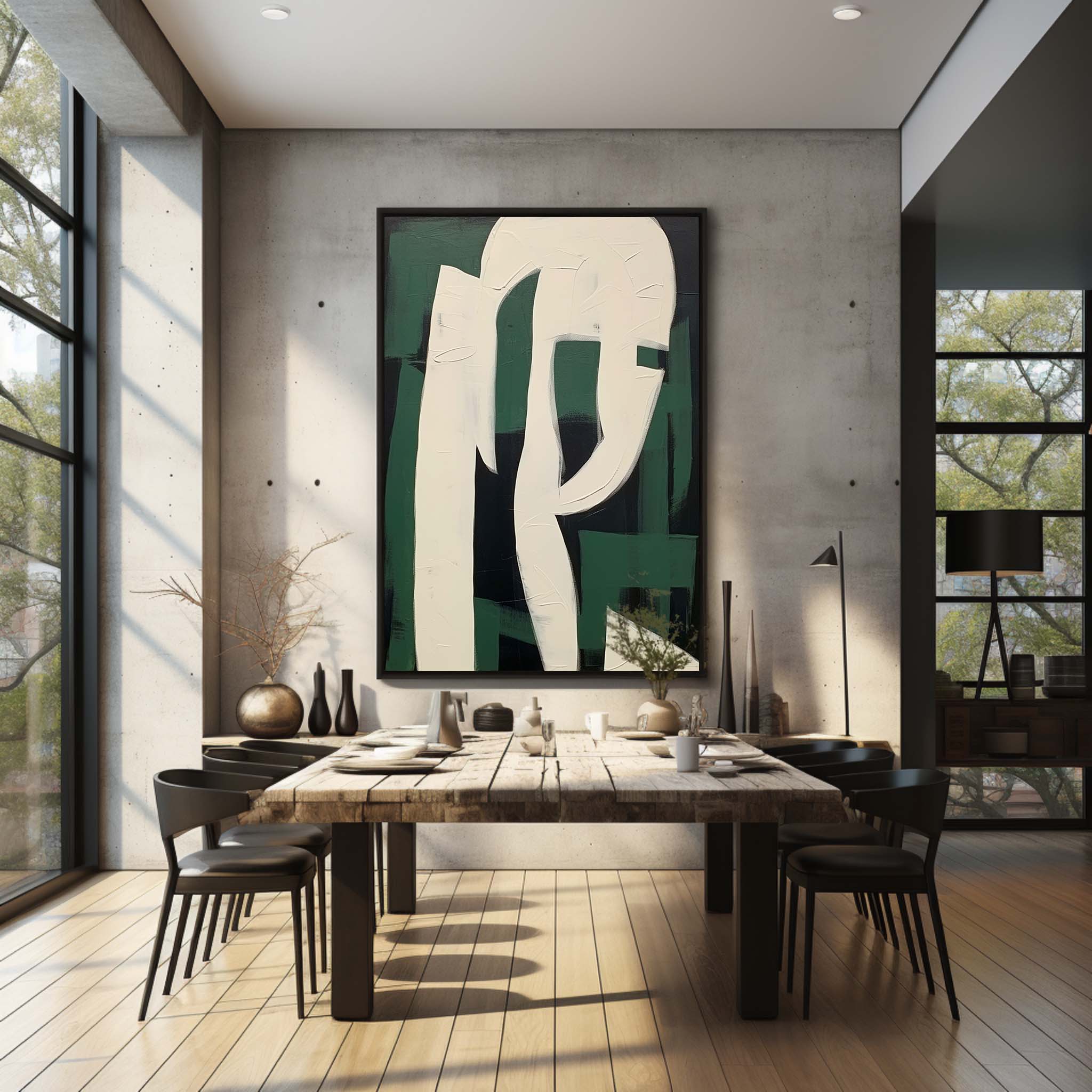 Wall Art Forest Green Layered Contemporary Graphic