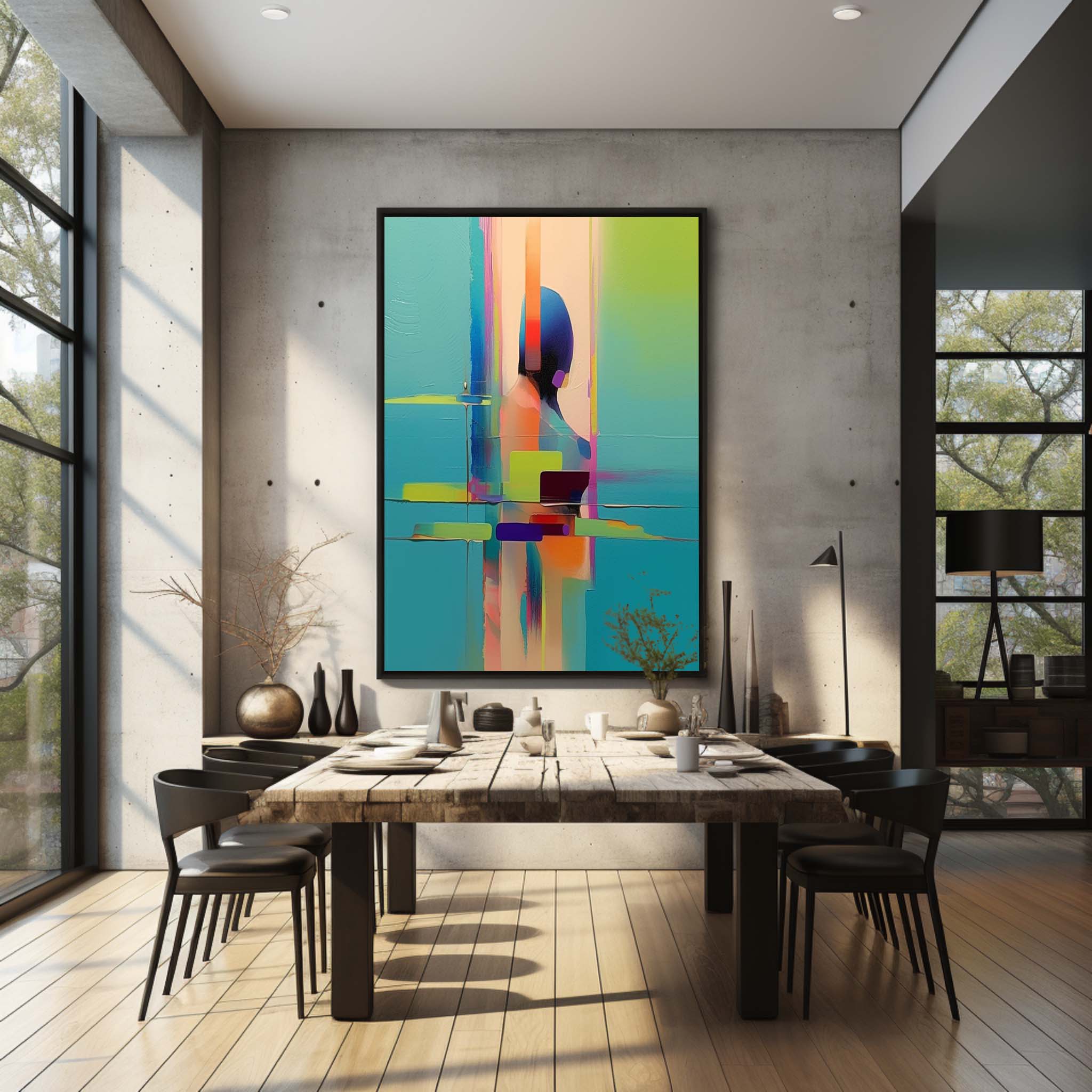 Wall Art Organic Swirls Waves Forest Green Serenity
