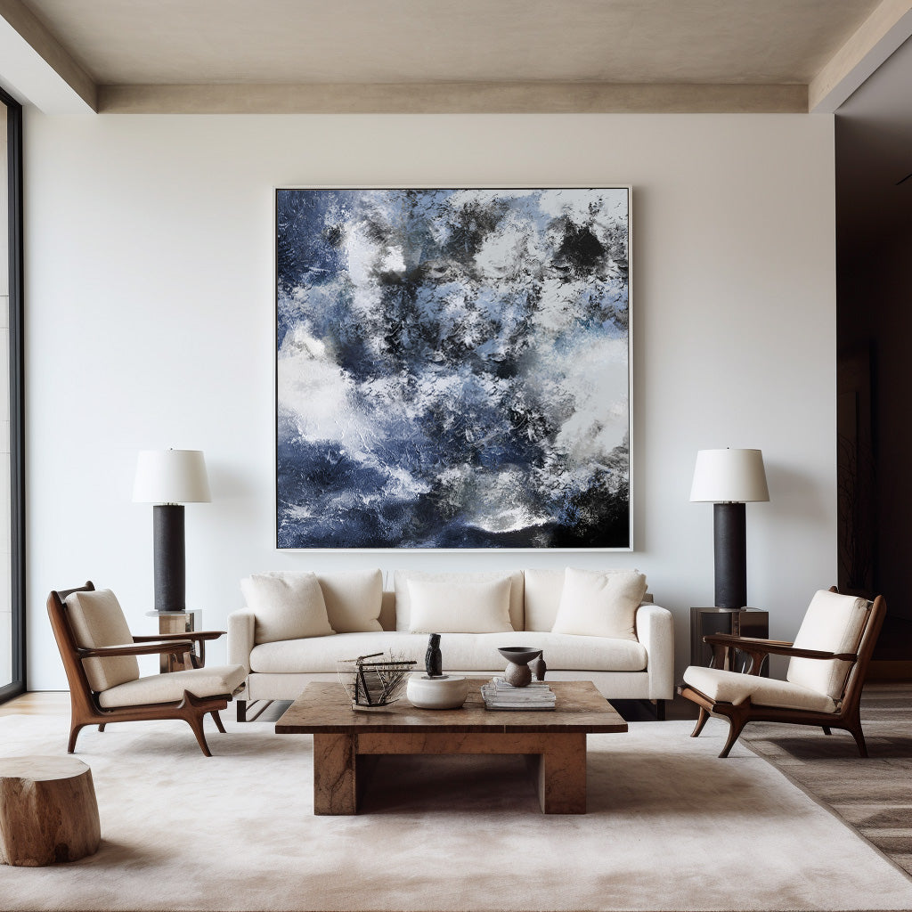 Blue Black Abstract Painting
