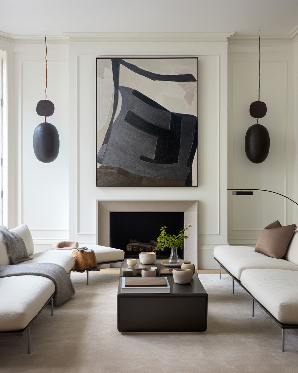 Black And Brown Abstract Painting ABAV188 - Neutralighting