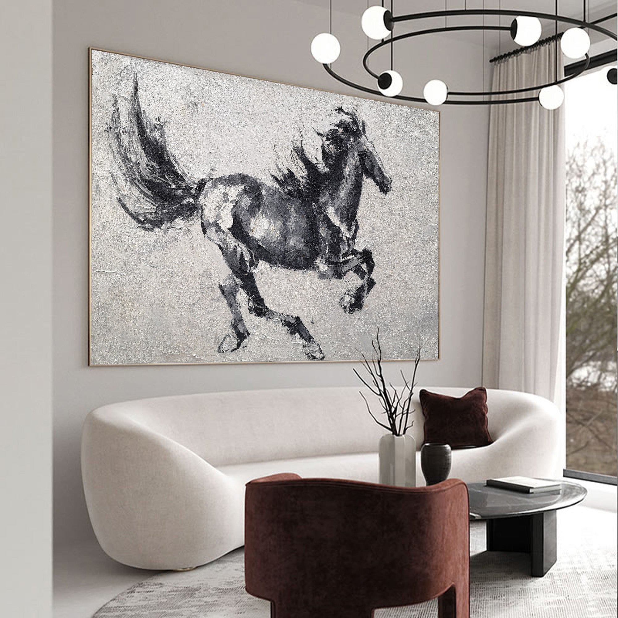 Black Abstract Horse Art ANH23 - Neutralighting