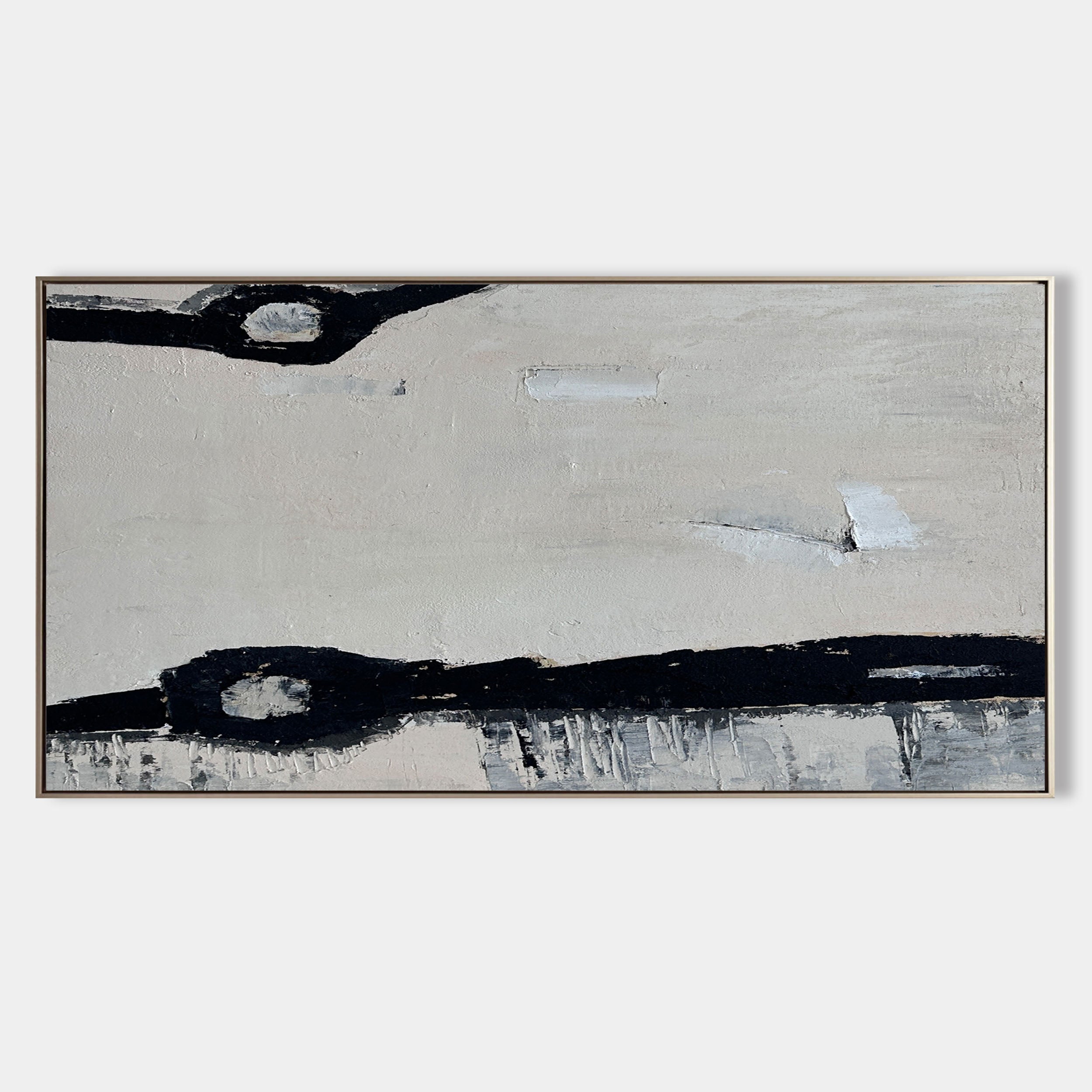 Minimalist Beige Grey Abstract Oil Painting