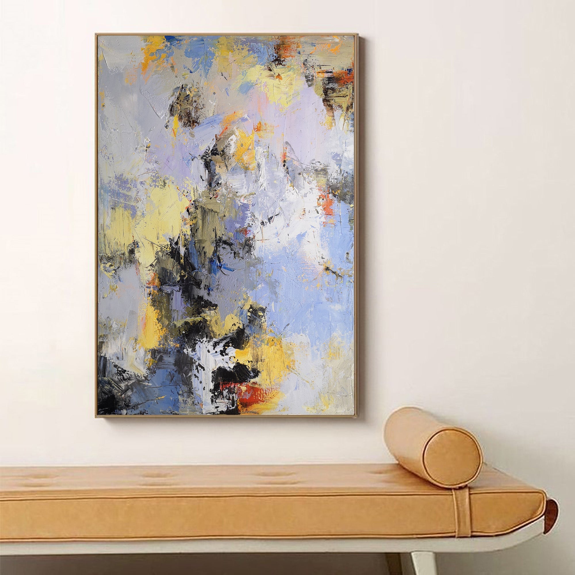 Yellow Blue Abstract Expressionist Painting
