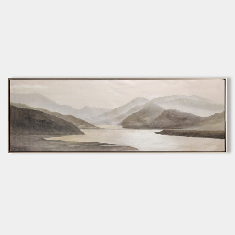 Wall Art Misty Lake Mountain Landscape Panoramic Living Room | Neutralighting