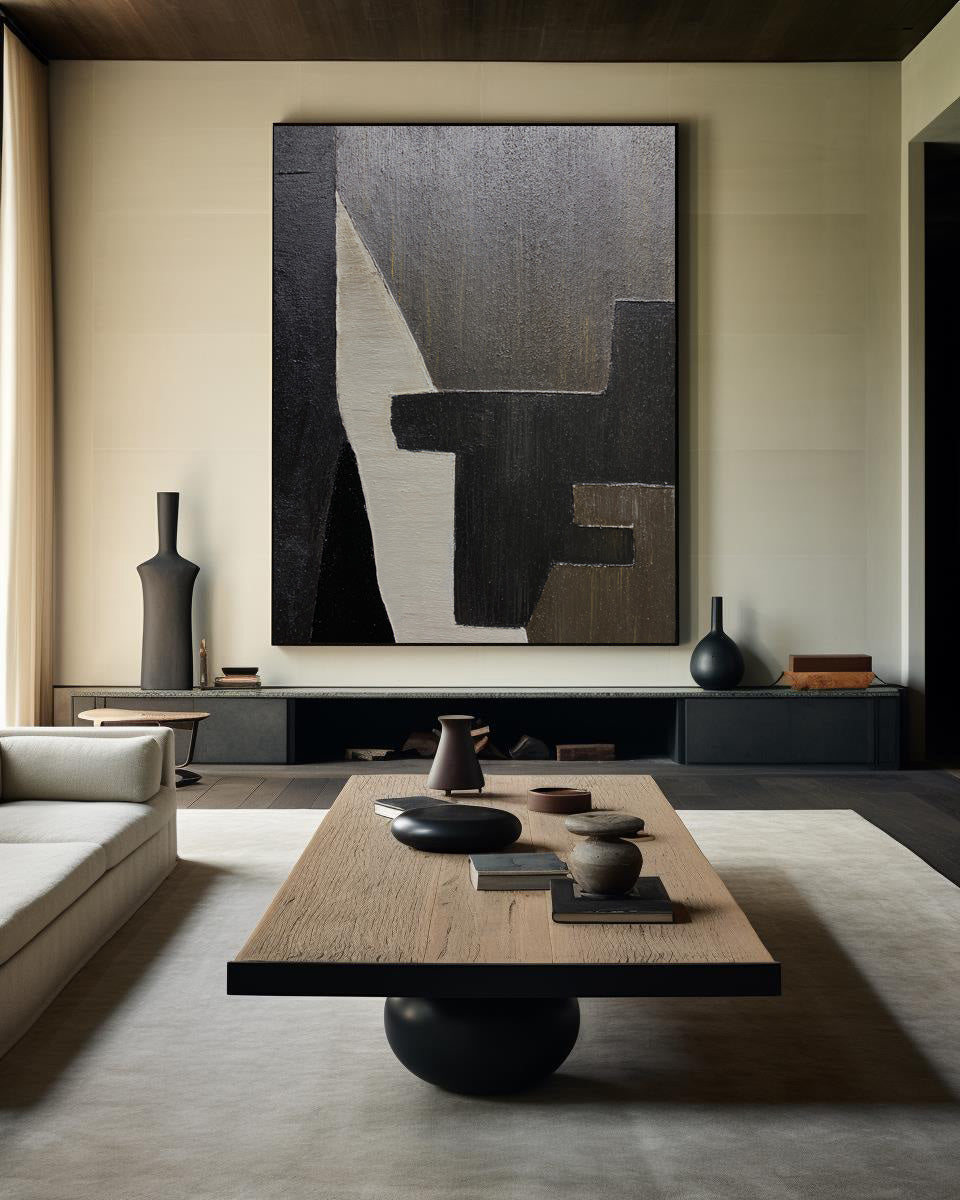 Black And Brown Abstract Painting ABAV190 - Neutralighting