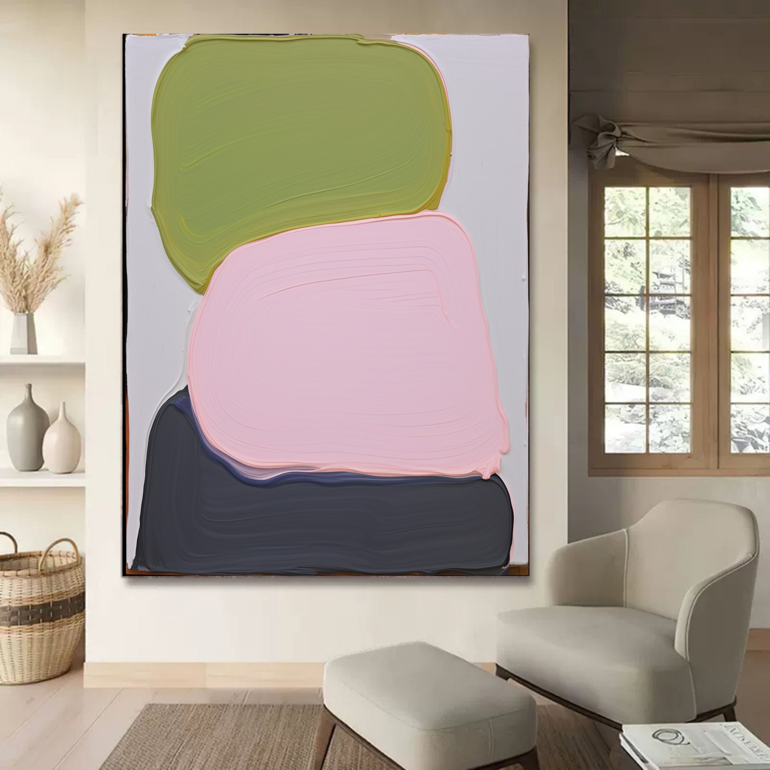 Wall Art Sage Green Pink Charcoal