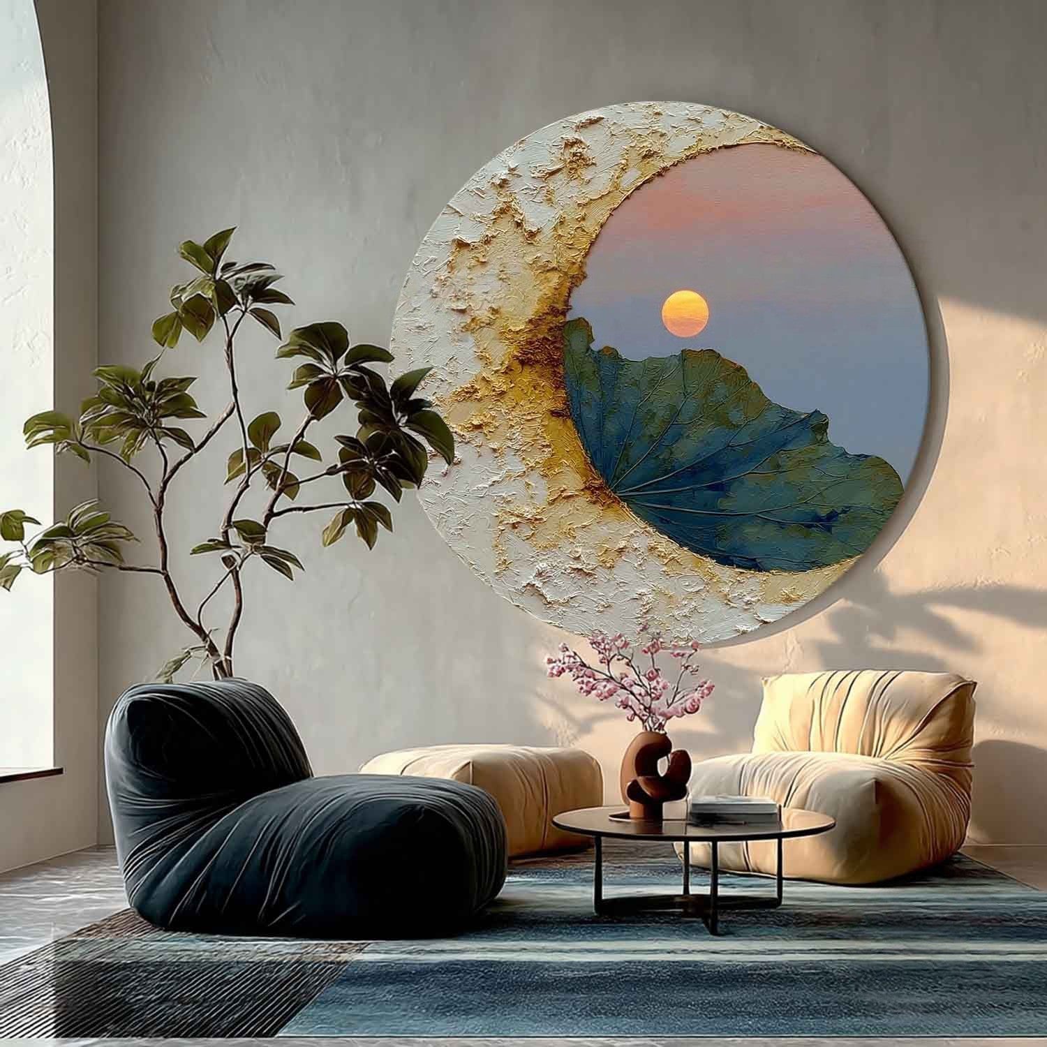 Wall Art Circular Impasto Lotus