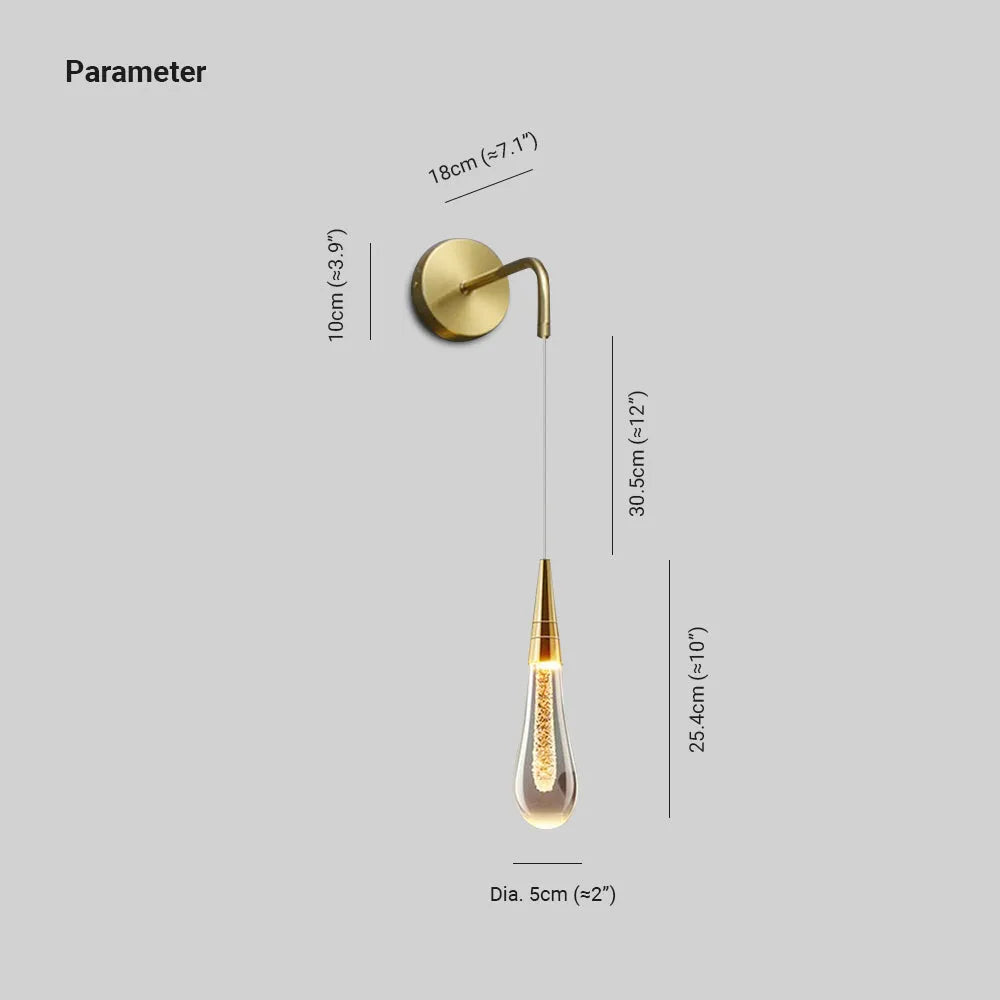Kristy Modern Water Drop Wall Lamp, Black/Gold - Neutralighting
