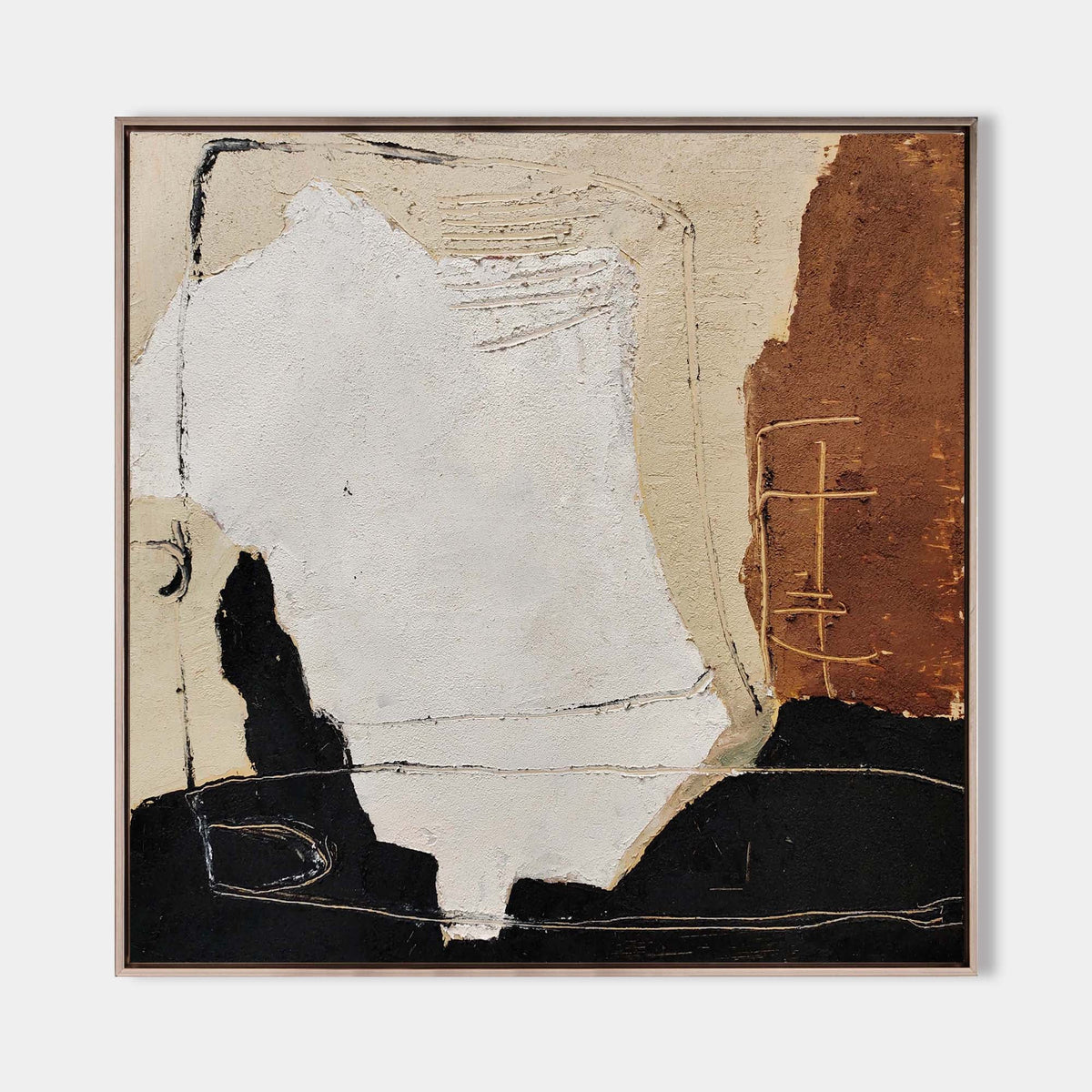 Wall Art Abstract Black Brown Painting