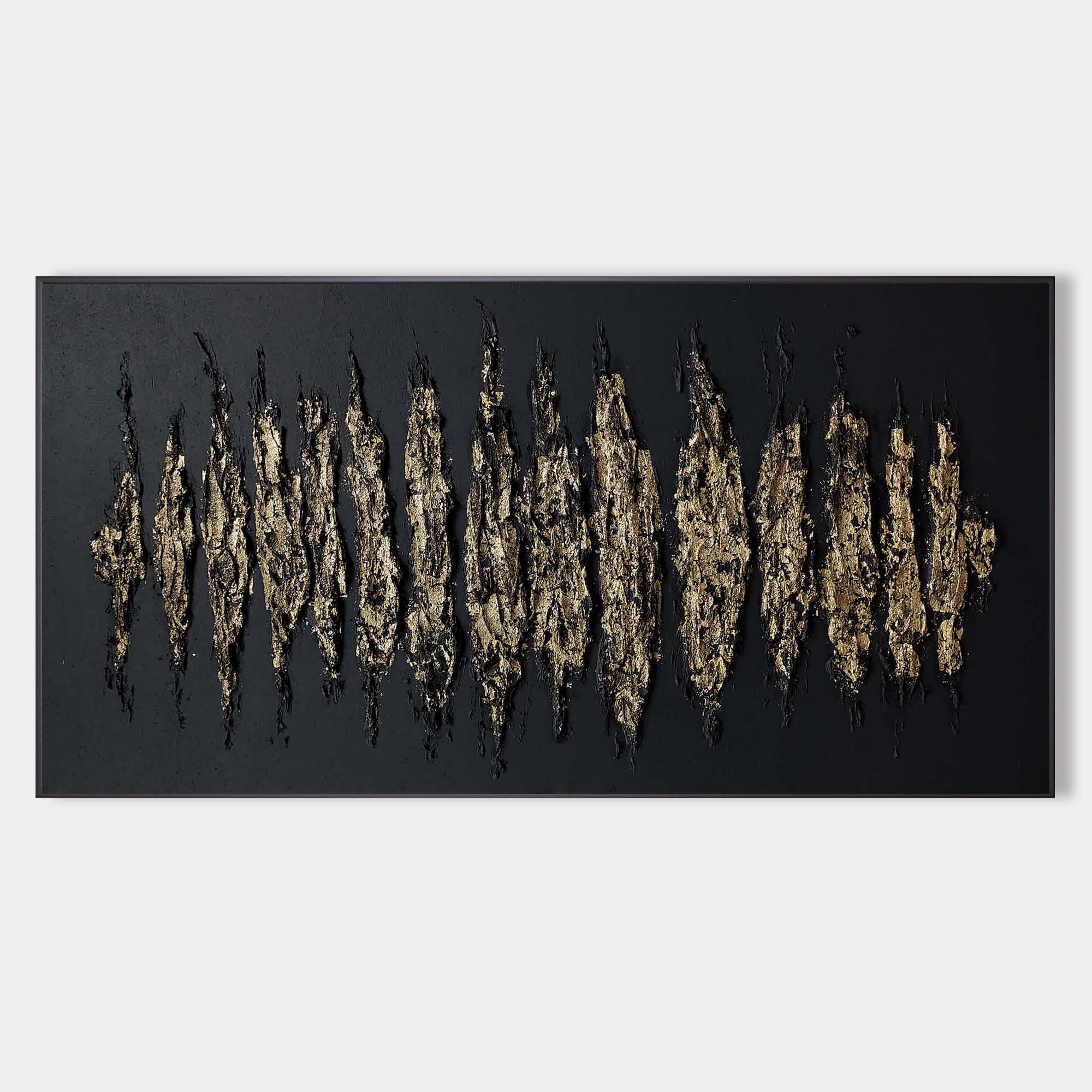 Wall Art Gold Black Abstract Strokes Modern Luxury Texture Living Room | Neutralighting