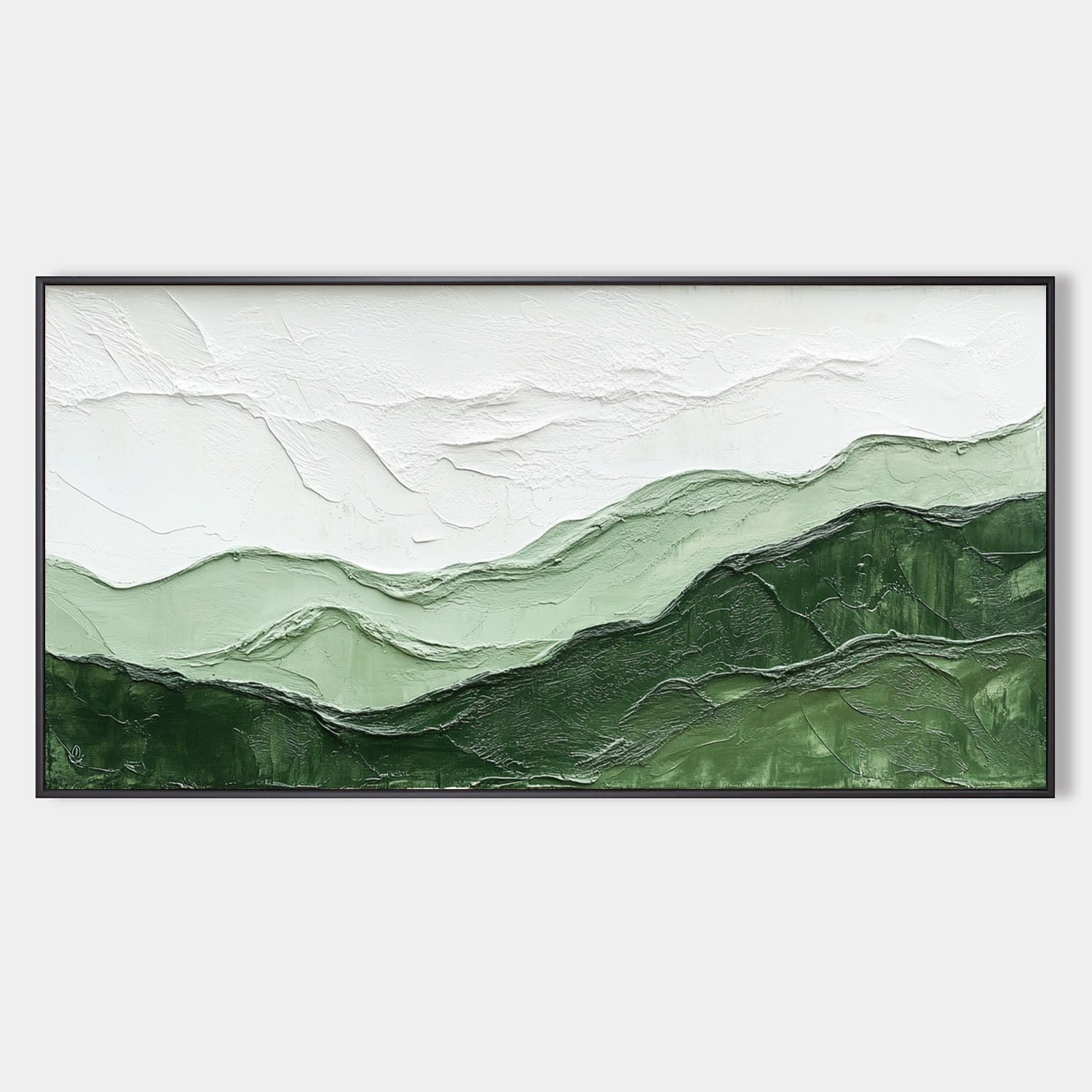 Layered Green Mountain Landscape Art