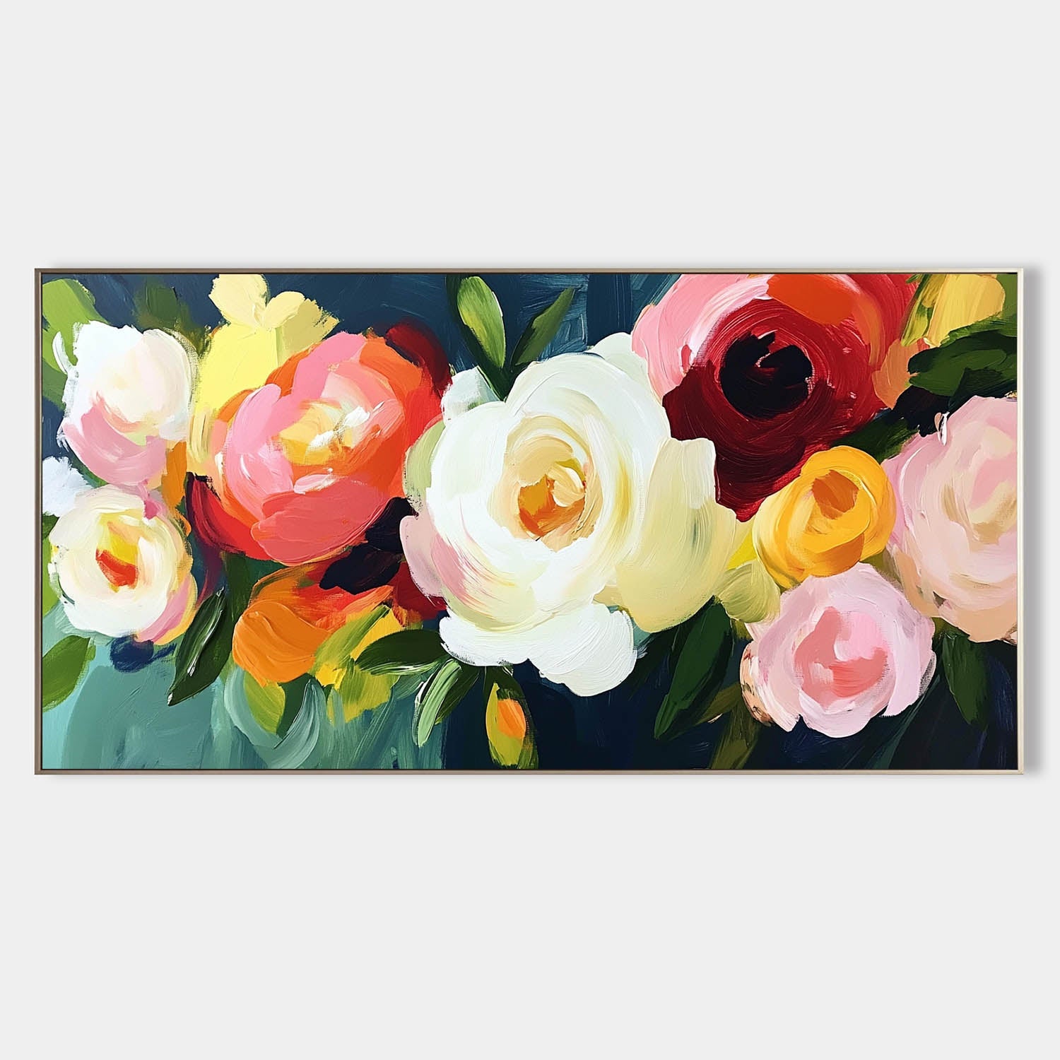 Vibrant Peony Bouquet Oil Canvas Art