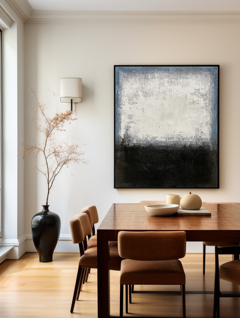 Black White Blue Minimalist Painting ABAV106 - Neutralighting
