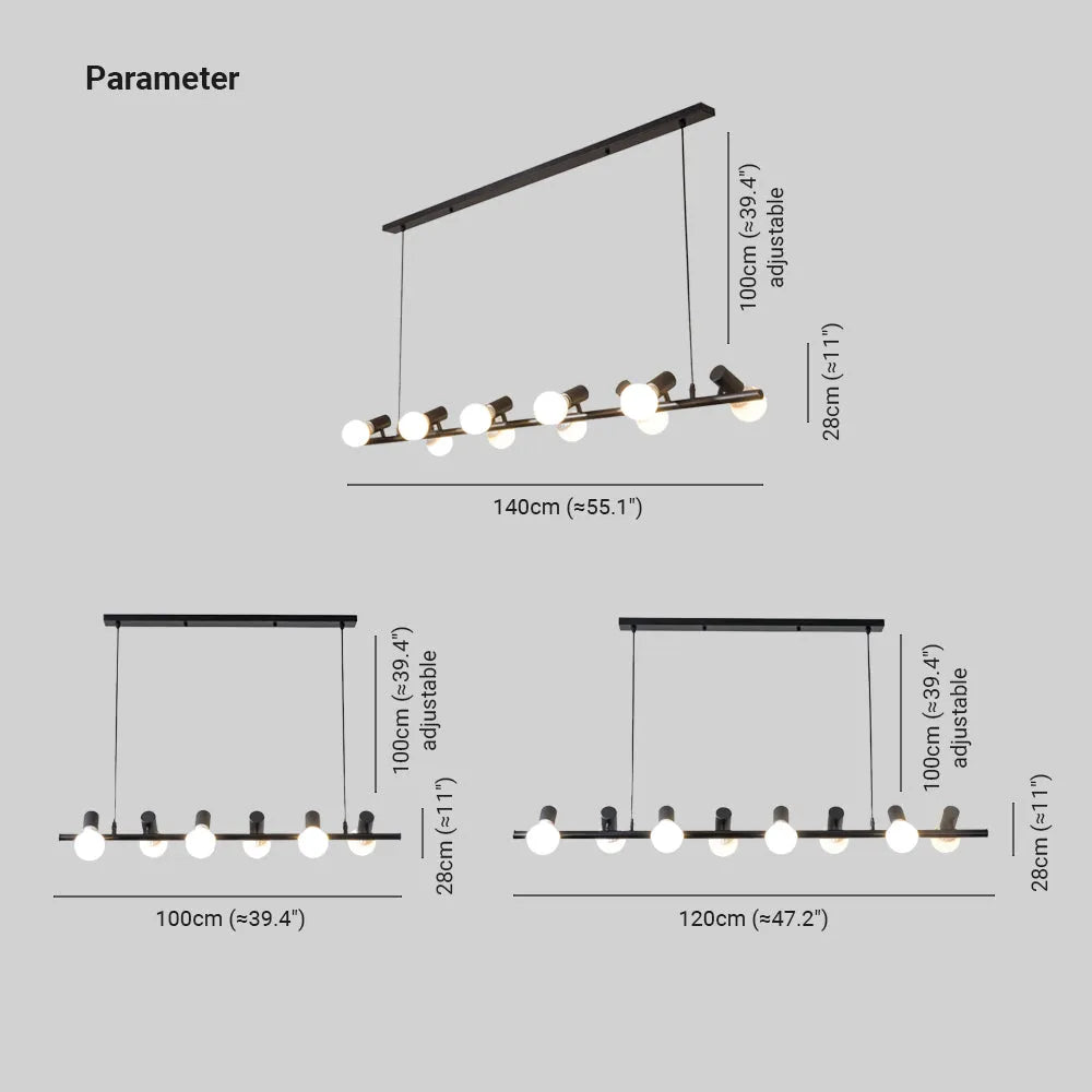 Epoch Vintage LED Chandelier Black Metal Dining/Living Room/Bar - Neutralighting