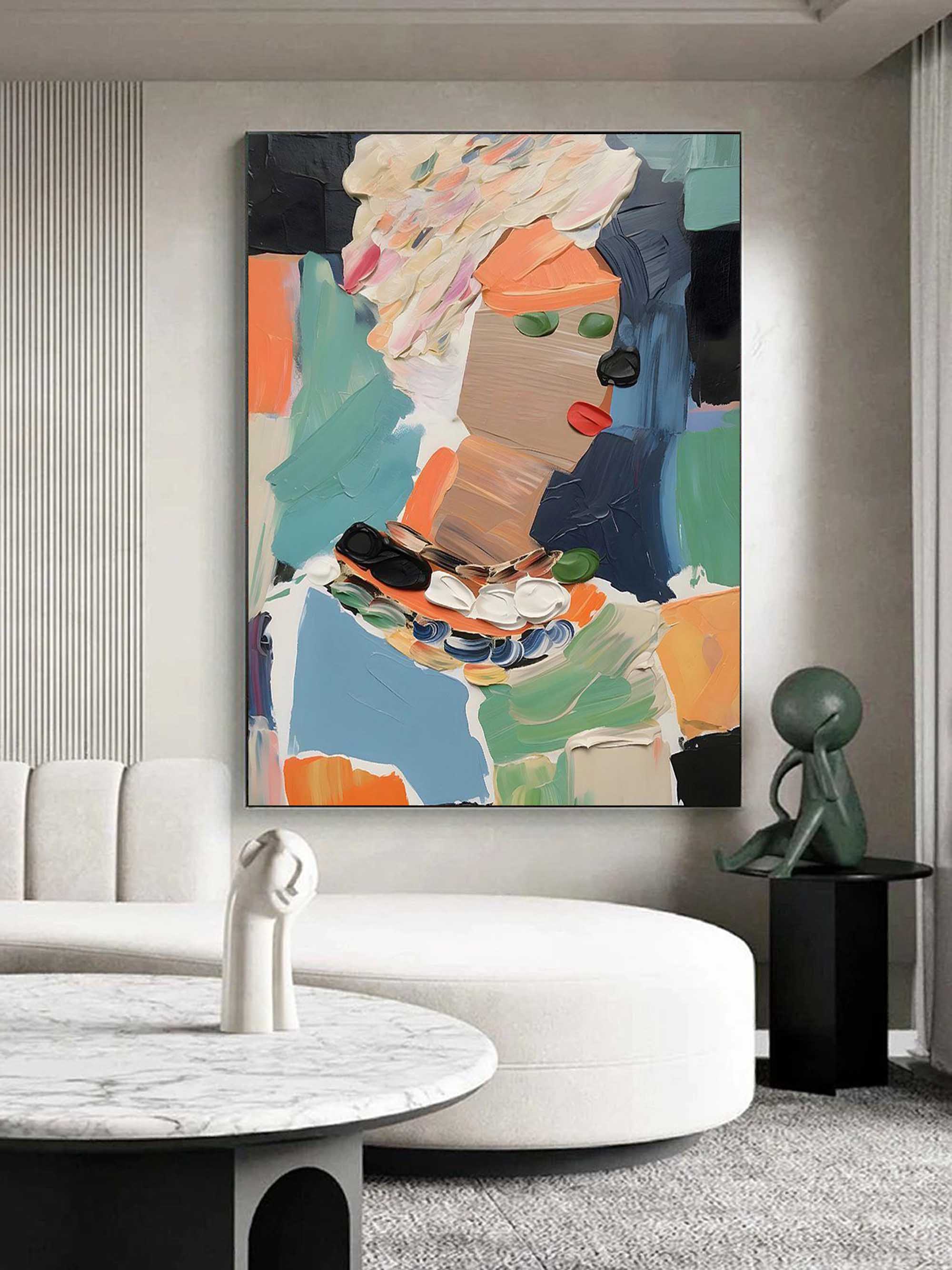 Wall Art Colorful Abstract Portrait Personality Linen